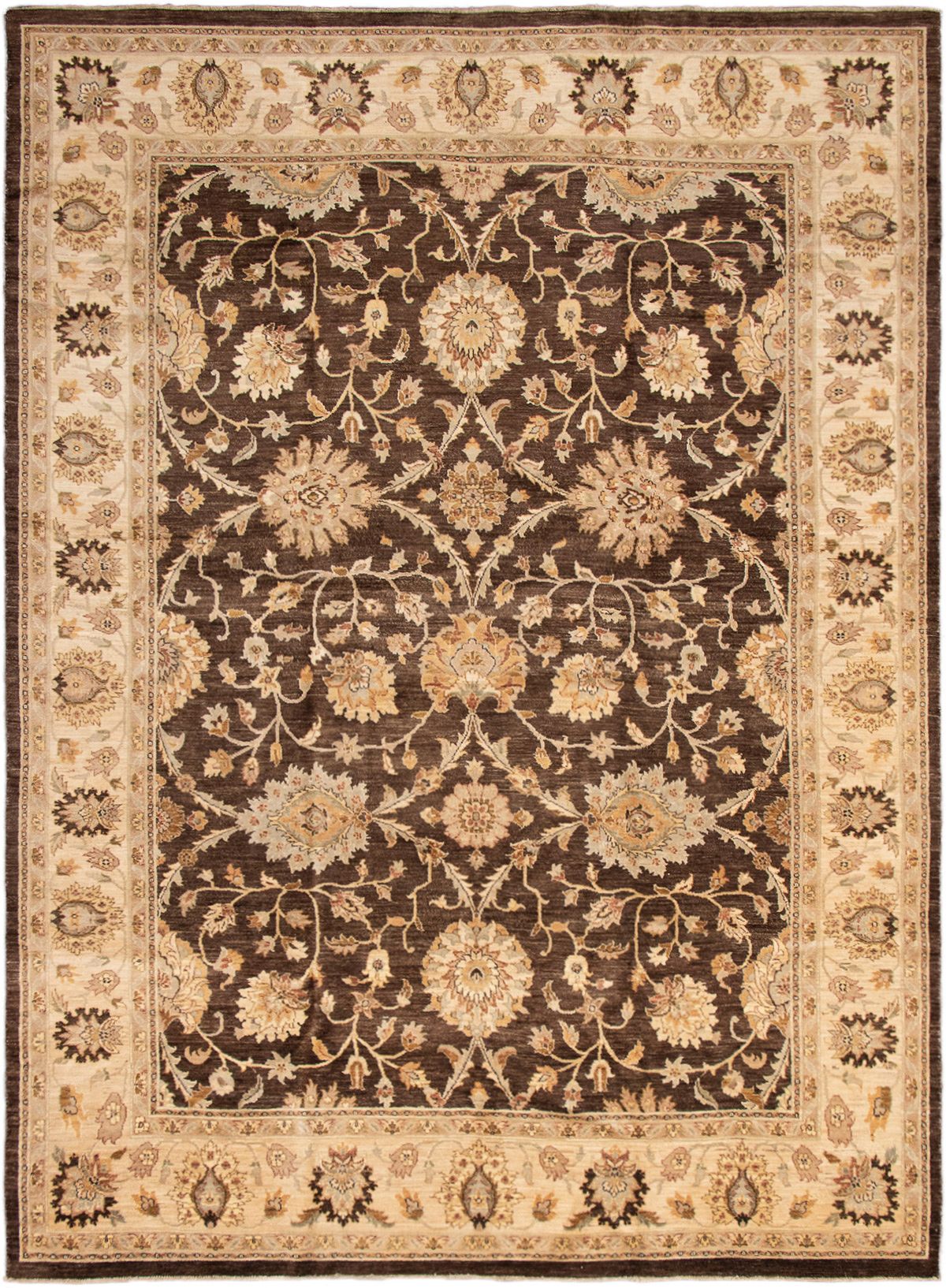 Hand-knotted Chobi Twisted Dark Brown Wool Rug 10'10" x 14'10" Size: 10'10" x 14'10"  