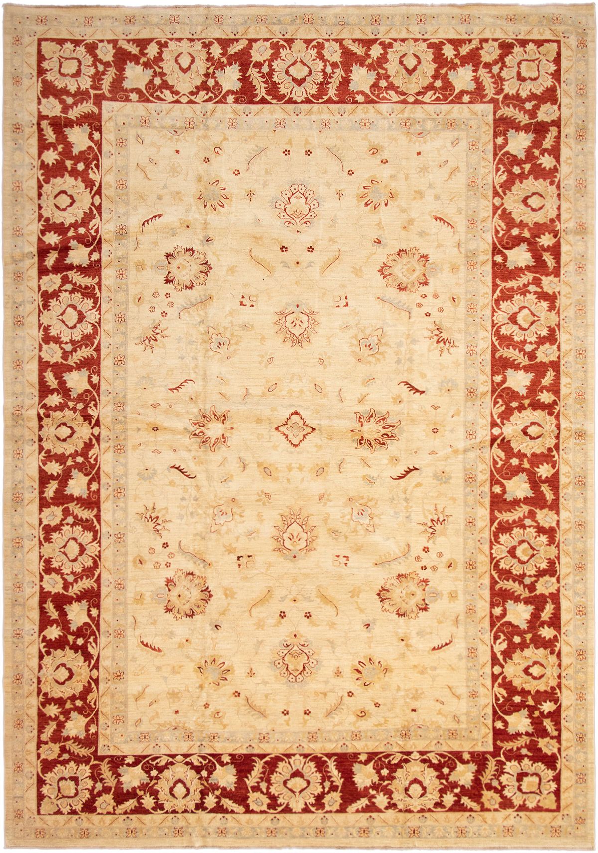 Hand-knotted Chobi Finest Cream Wool Rug 11'10" x 17'0" Size: 11'10" x 17'0"  
