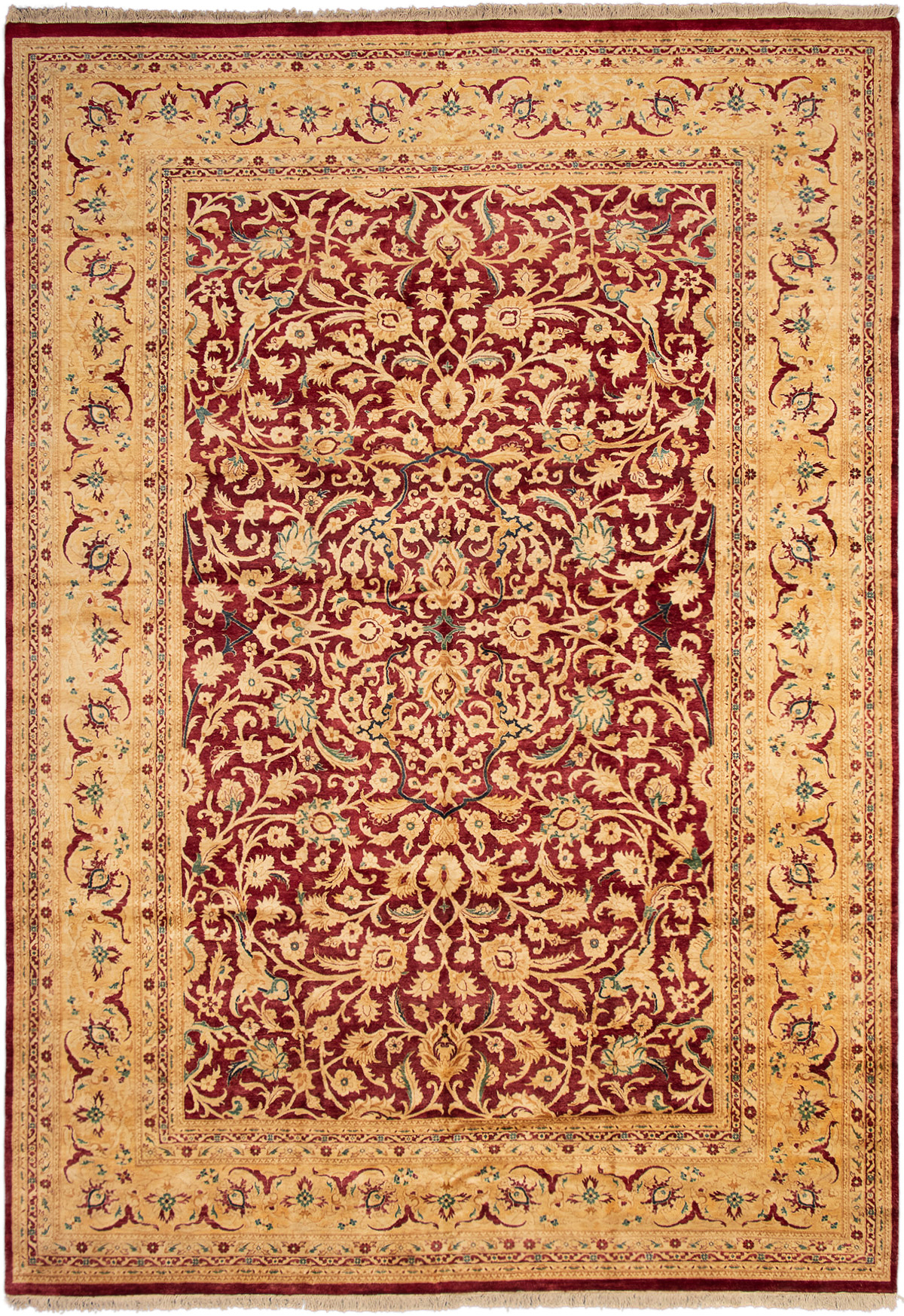 Hand-knotted Chobi Finest Dark Red Wool Rug 12'0" x 17'5" Size: 12'0" x 17'5"  