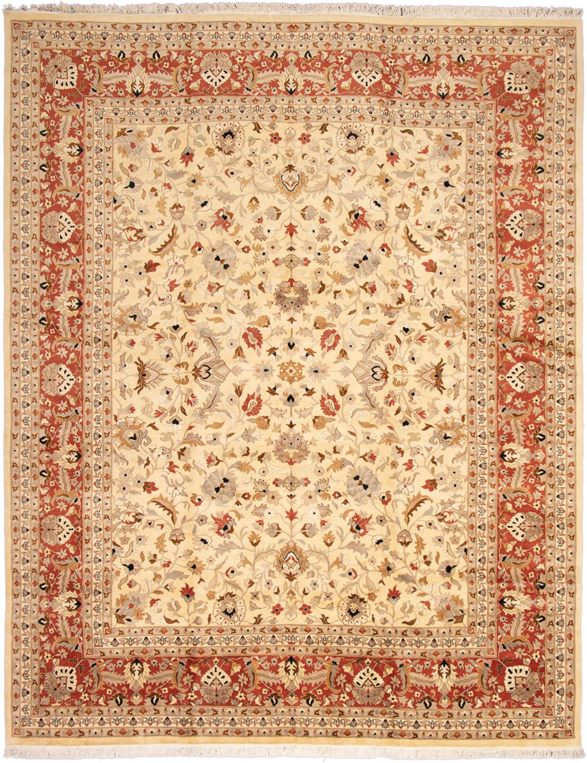 Hand-knotted Peshawar Finest Cream Wool Rug 12'3" x 15'9" Size: 12'3" x 15'9"  