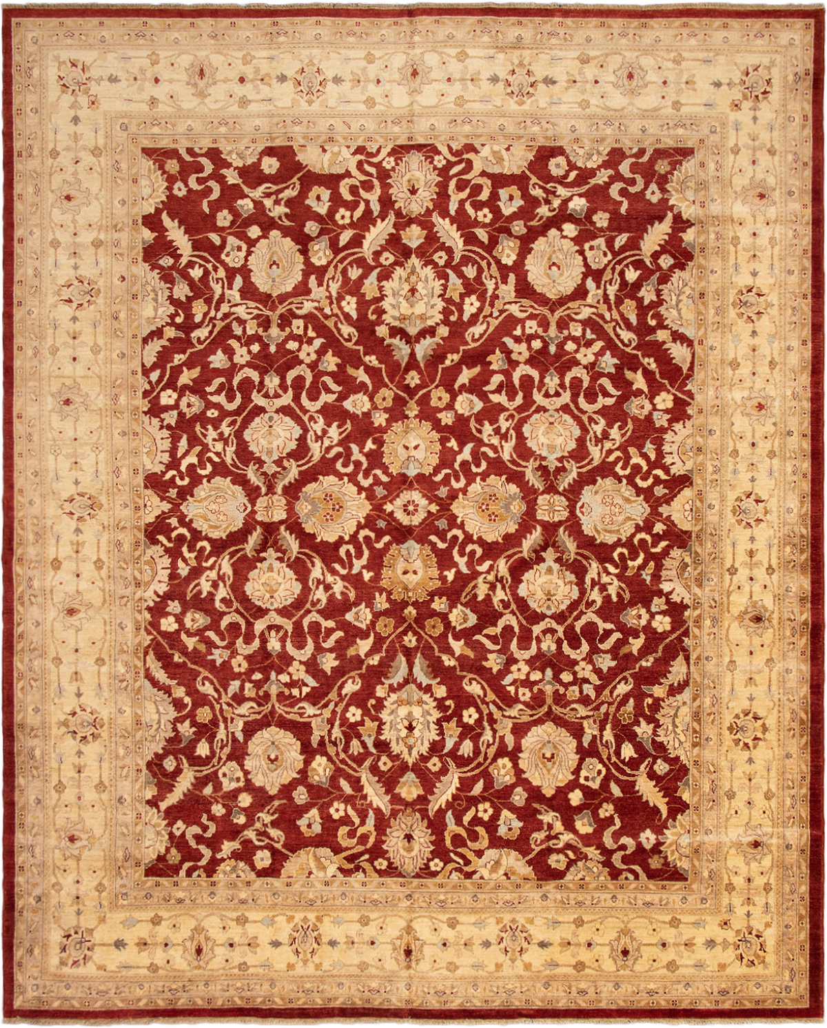 Hand-knotted Chobi Finest Dark Red Wool Rug 12'0" x 14'10" Size: 12'0" x 14'10"  