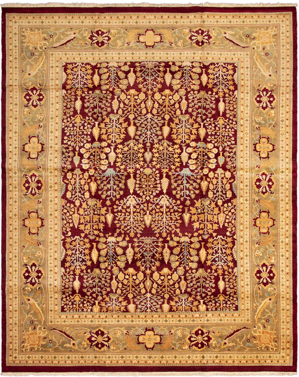 Hand-knotted Pako Persian 18/20 Dark Red Wool Rug 12'0" x 15'0" Size: 12'0" x 15'0"  