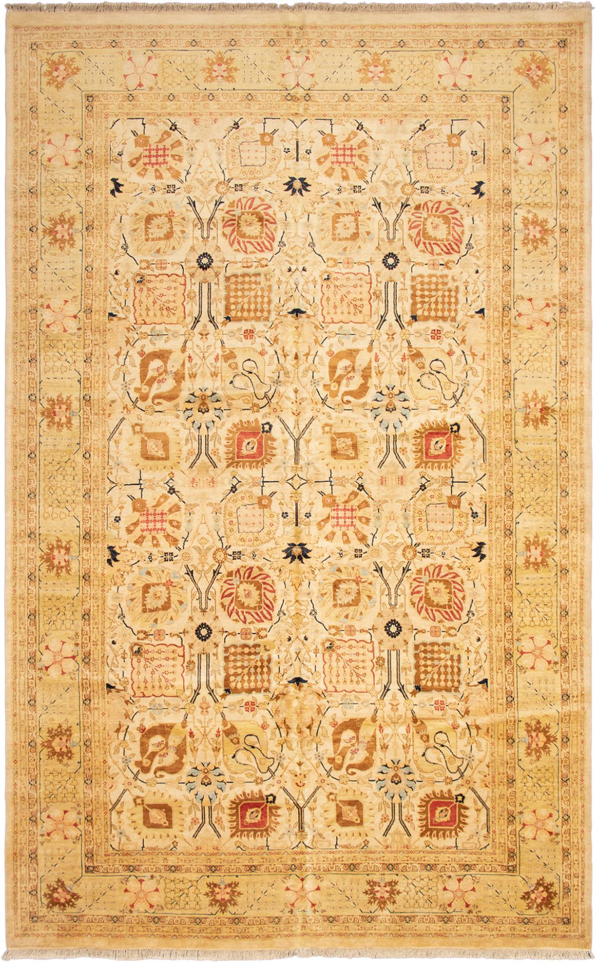 Hand-knotted Pako Persian 18/20 Cream Wool Rug 10'2" x 16'7" Size: 10'2" x 16'7"  