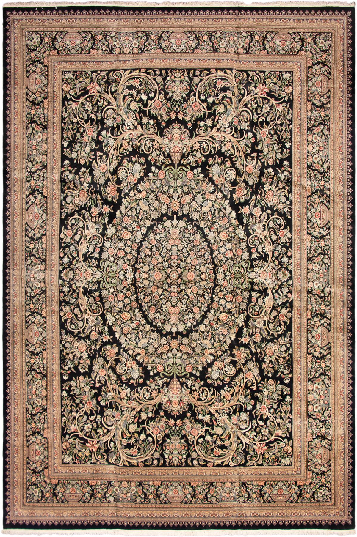 Hand-knotted Pako Persian 18/20 Black Wool Rug 12'0" x 18'2" Size: 12'0" x 18'2"  
