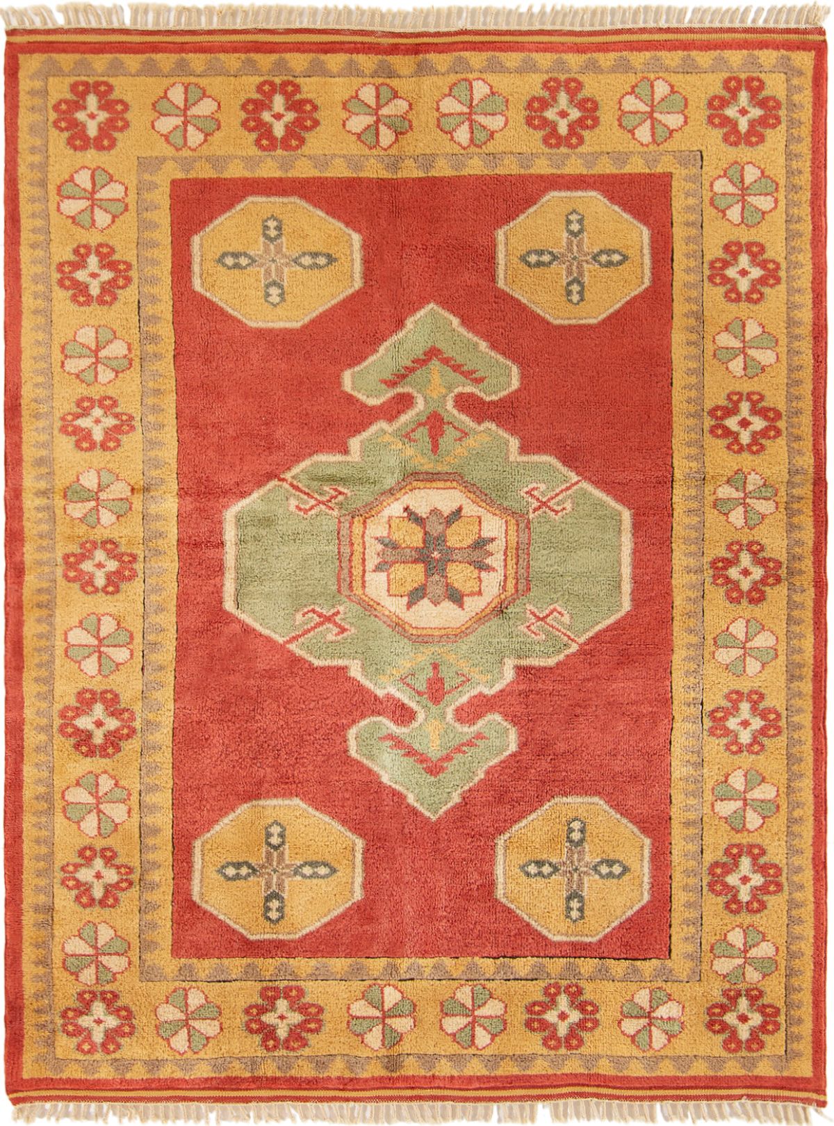 Hand-knotted Melis Wool Rug 5'2" x 9'9" Size: 5'2" x 9'9"  