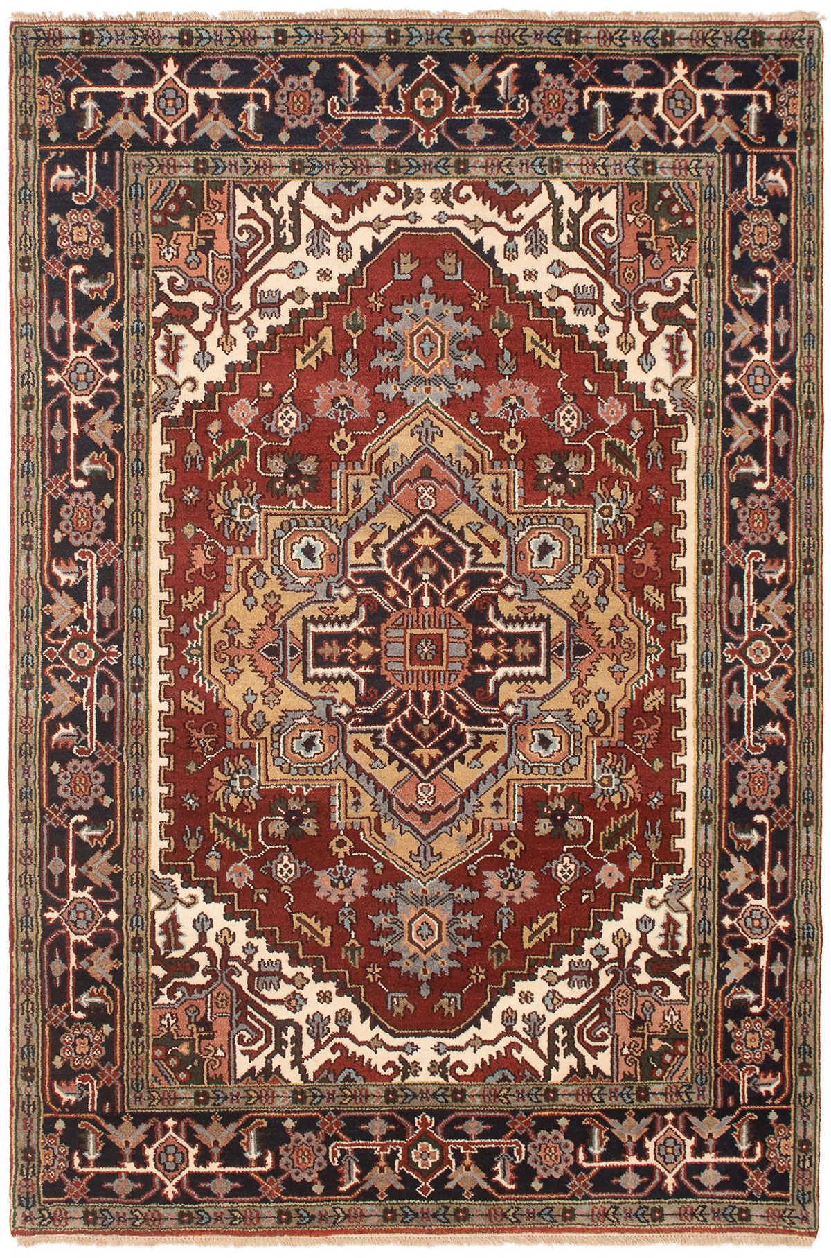 Hand-knotted Serapi Heritage Dark Copper, Ivory Wool Rug 6'0" x 8'11" Size: 6'0" x 8'11"  
