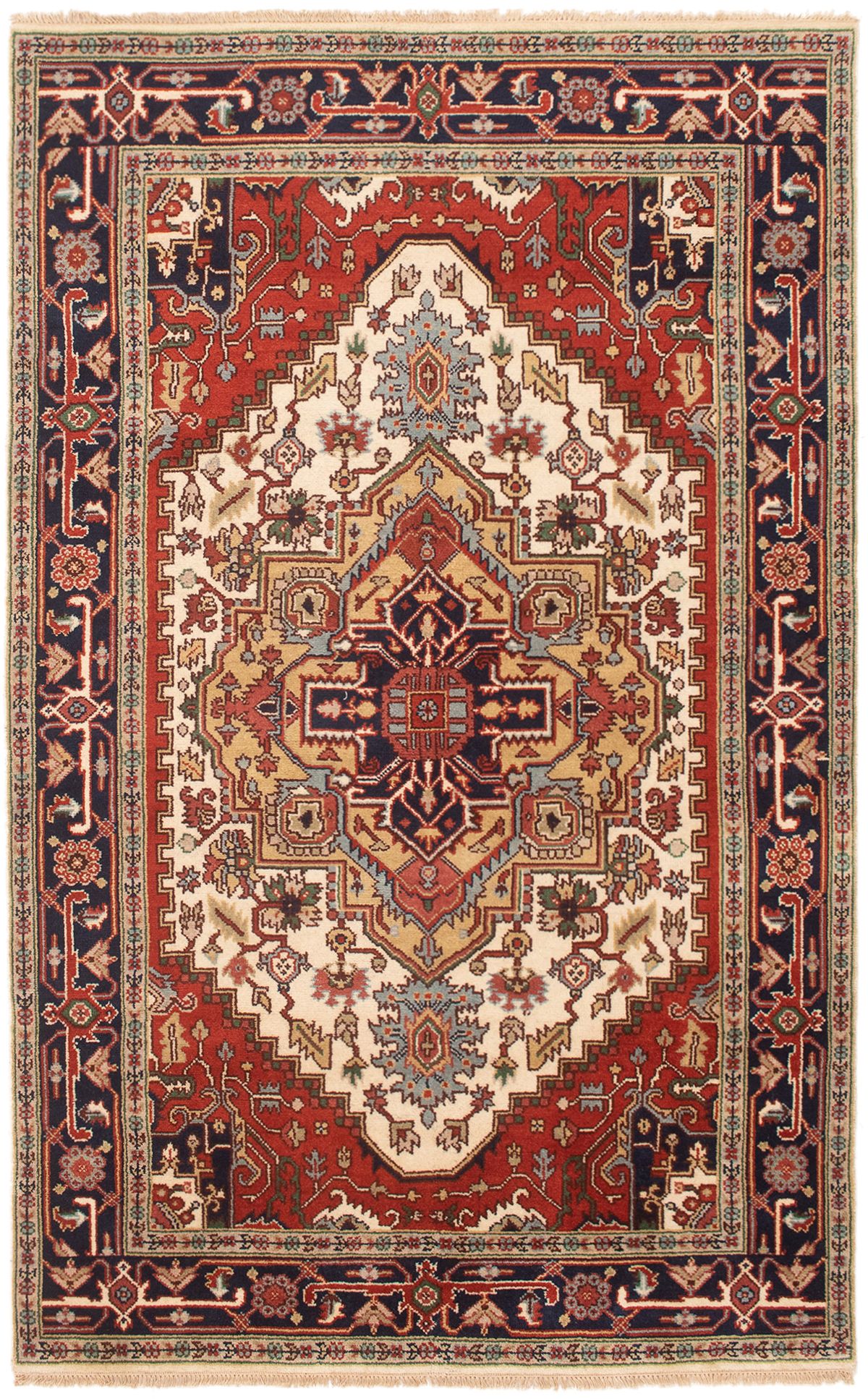Hand-knotted Serapi Heritage Dark Copper, Ivory Wool Rug 5'10" x 9'2" Size: 5'10" x 9'2"  