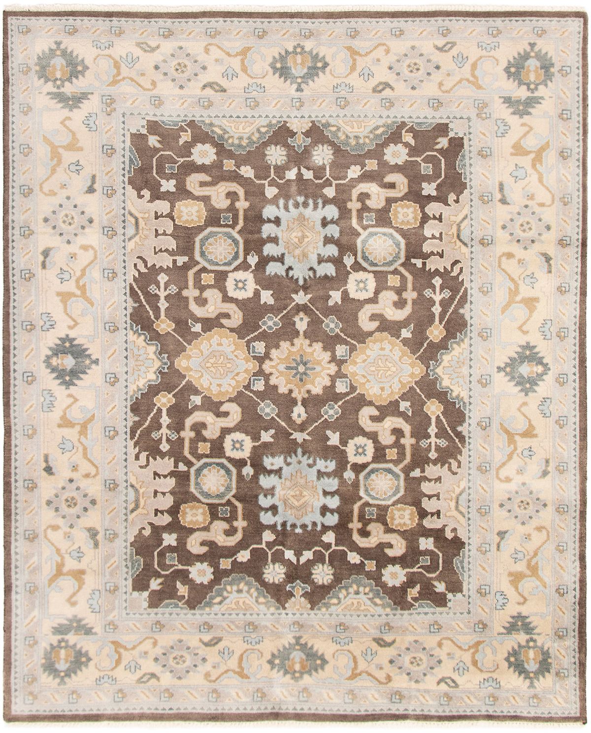 Hand-knotted Royal Ushak Dark Brown Wool Rug 7'9" x 9'8" Size: 7'9" x 9'8"  