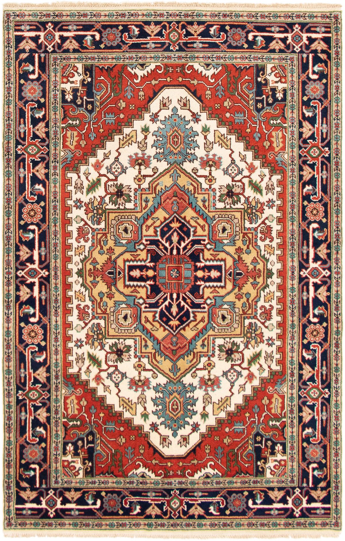 Hand-knotted Serapi Heritage Cream Wool Rug 6'0" x 9'2" Size: 6'0" x 9'2"  