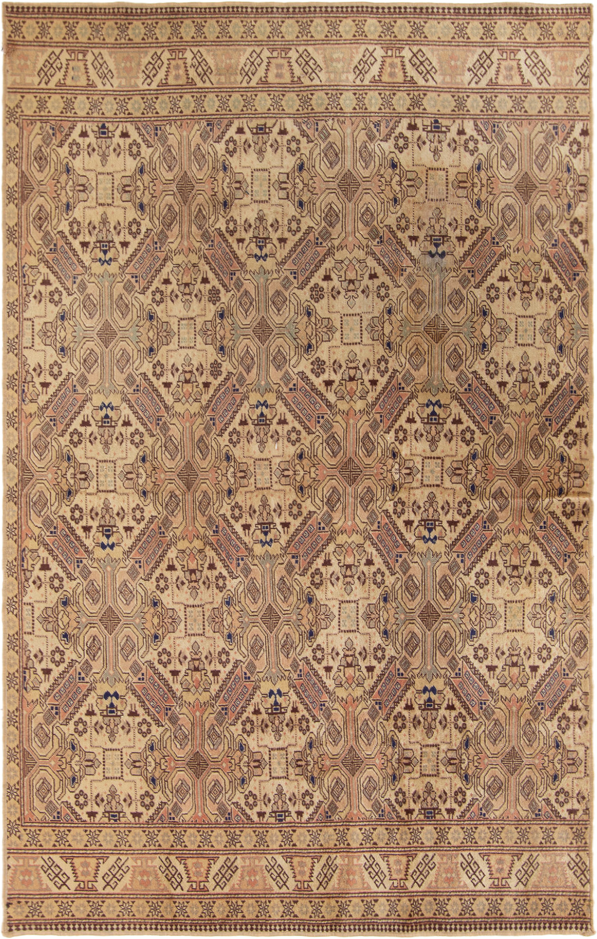 Hand-knotted Anatolian Authentic Geometric Wool Rug 5'3" x 8'6"  Size: 5'3" x 8'6"  