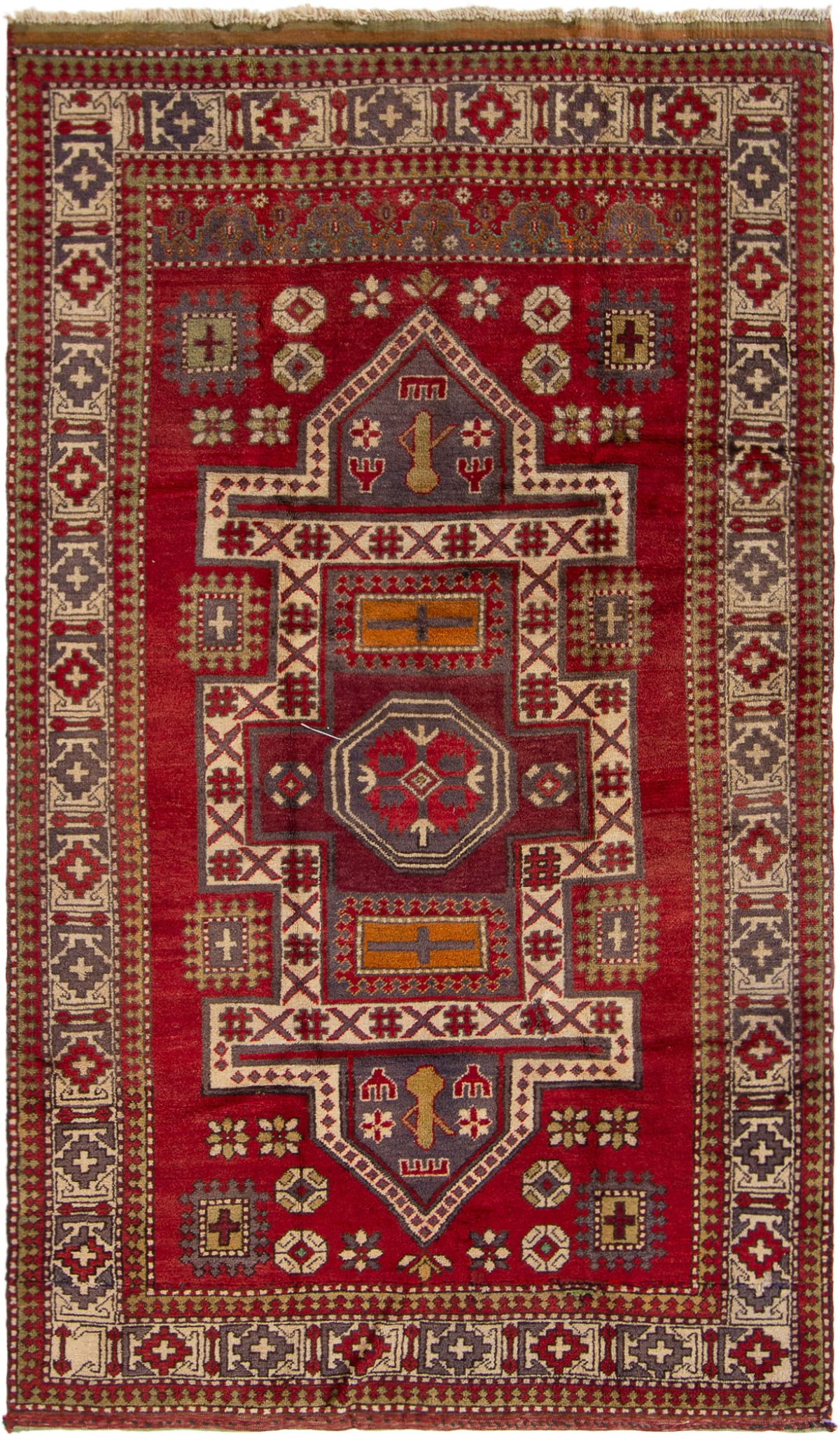 Hand-knotted Anatolian Authentic Geometric Wool Rug 4'9" x 8'2" Size: 4'9" x 8'2"  