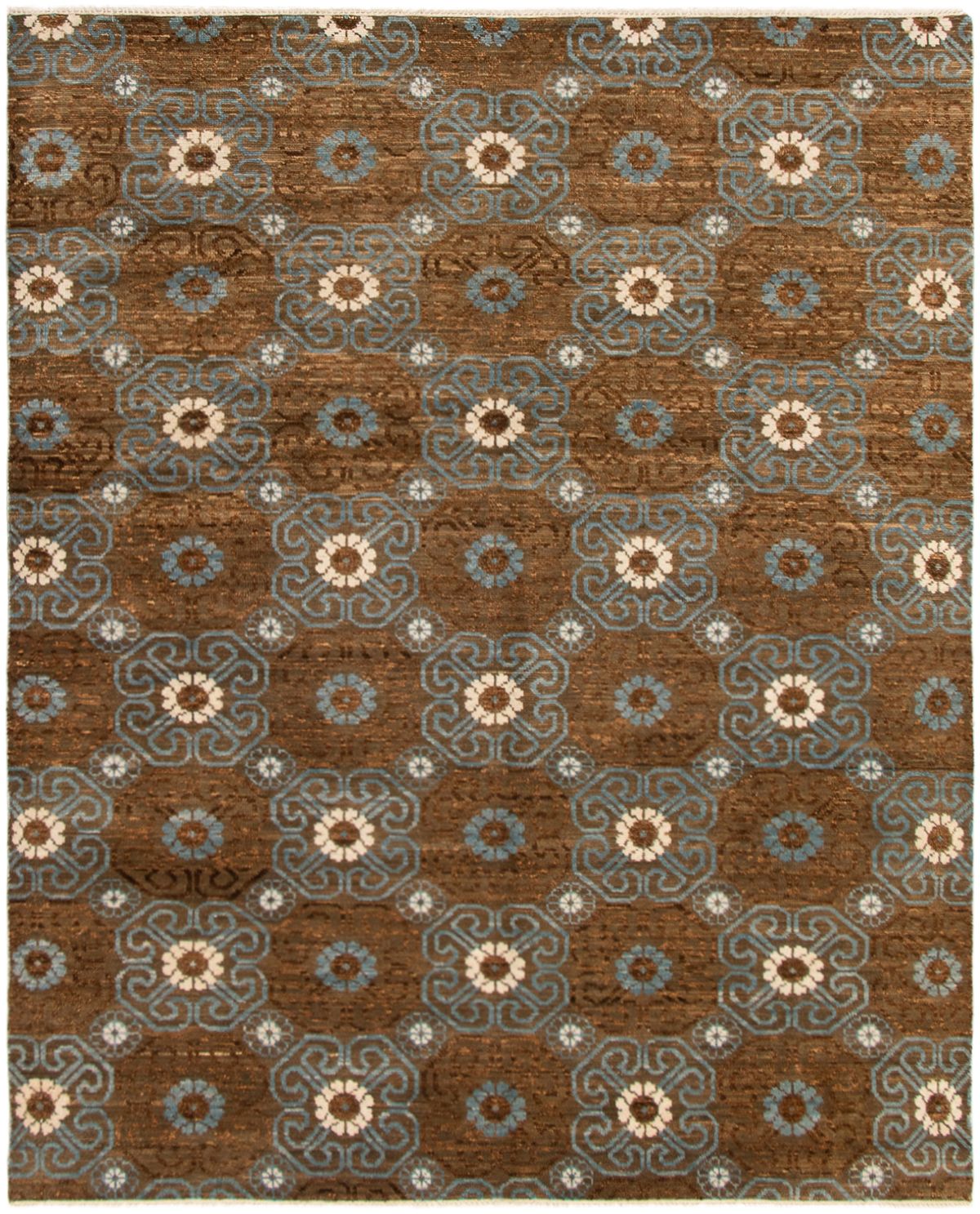 Hand-knotted Finest Ushak Brown Wool Rug 8'0" x 9'10" Size: 8'0" x 9'10"  
