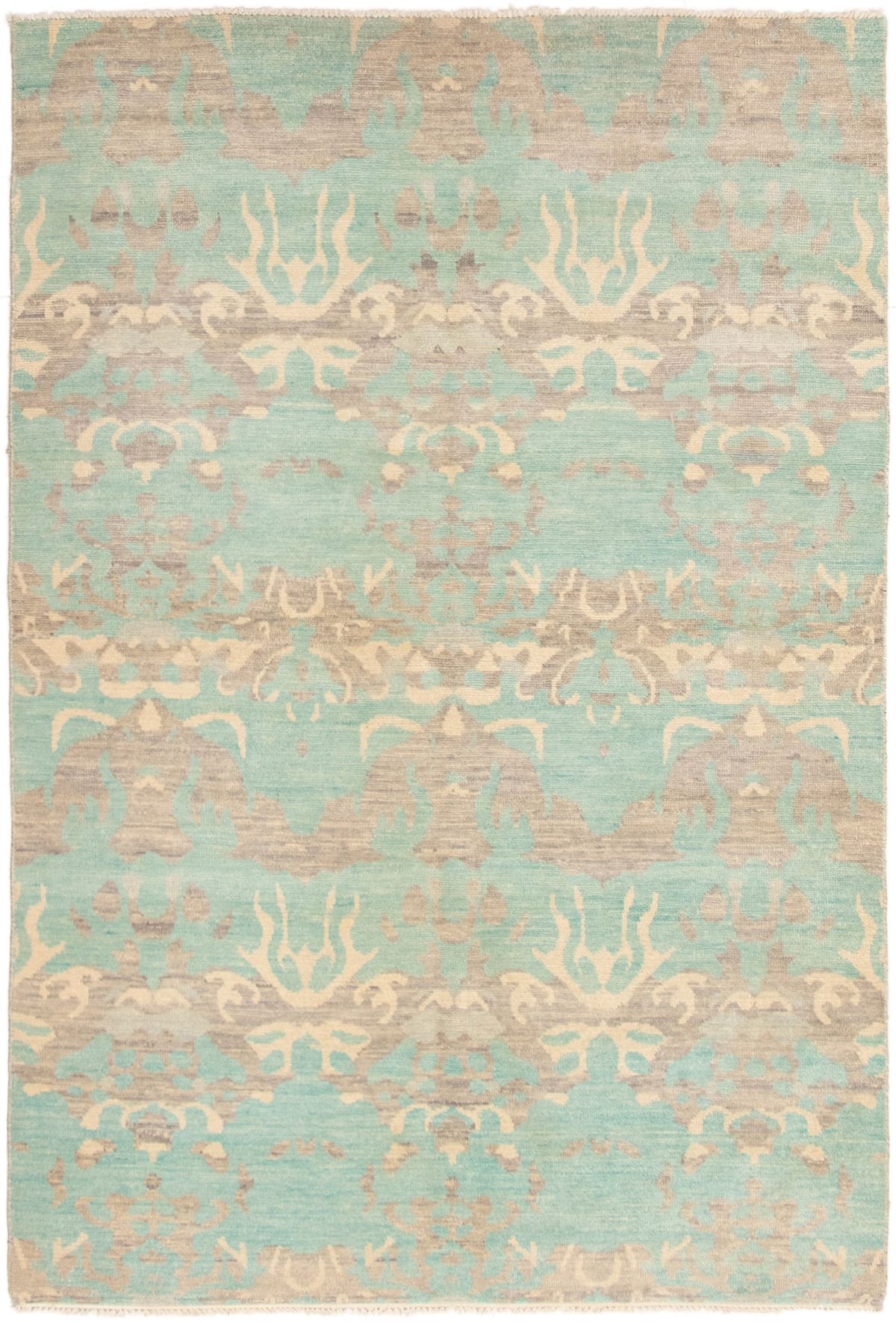 Hand-knotted Finest Ushak Cyan Wool Rug 6'8" x 9'10" Size: 6'8" x 9'10"  