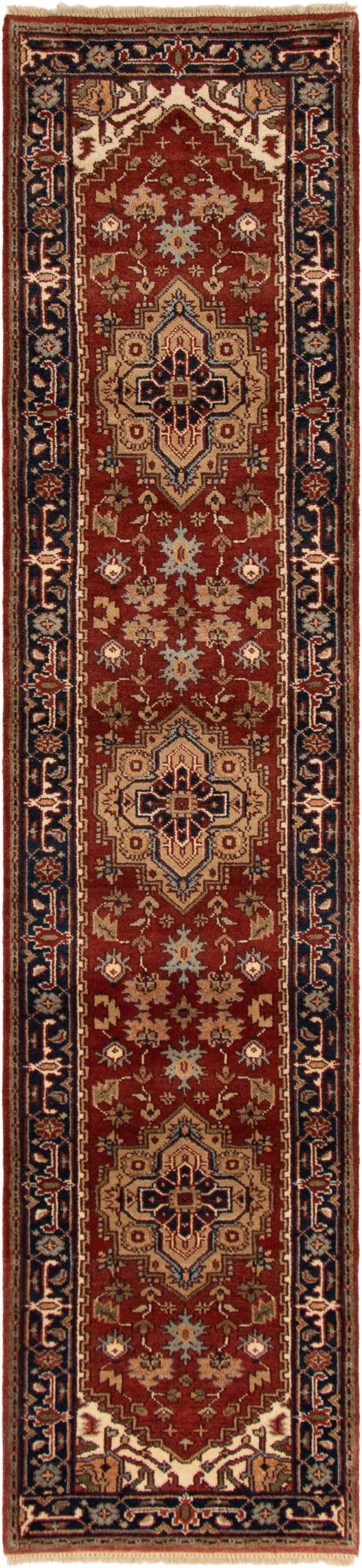 Hand-knotted Serapi Heritage Dark Red Wool Rug 2'7" x 11'10" Size: 2'7" x 11'10"  