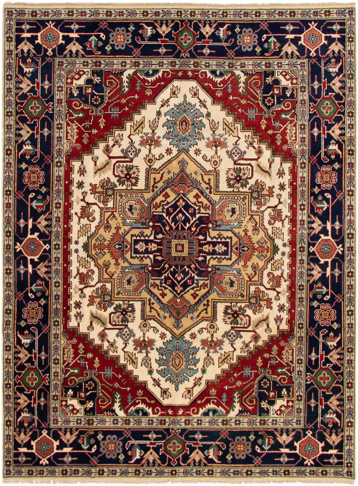 Hand-knotted Serapi Heritage Cream, Red Wool Rug 7'6" x 10'0" Size: 7'6" x 10'0"  