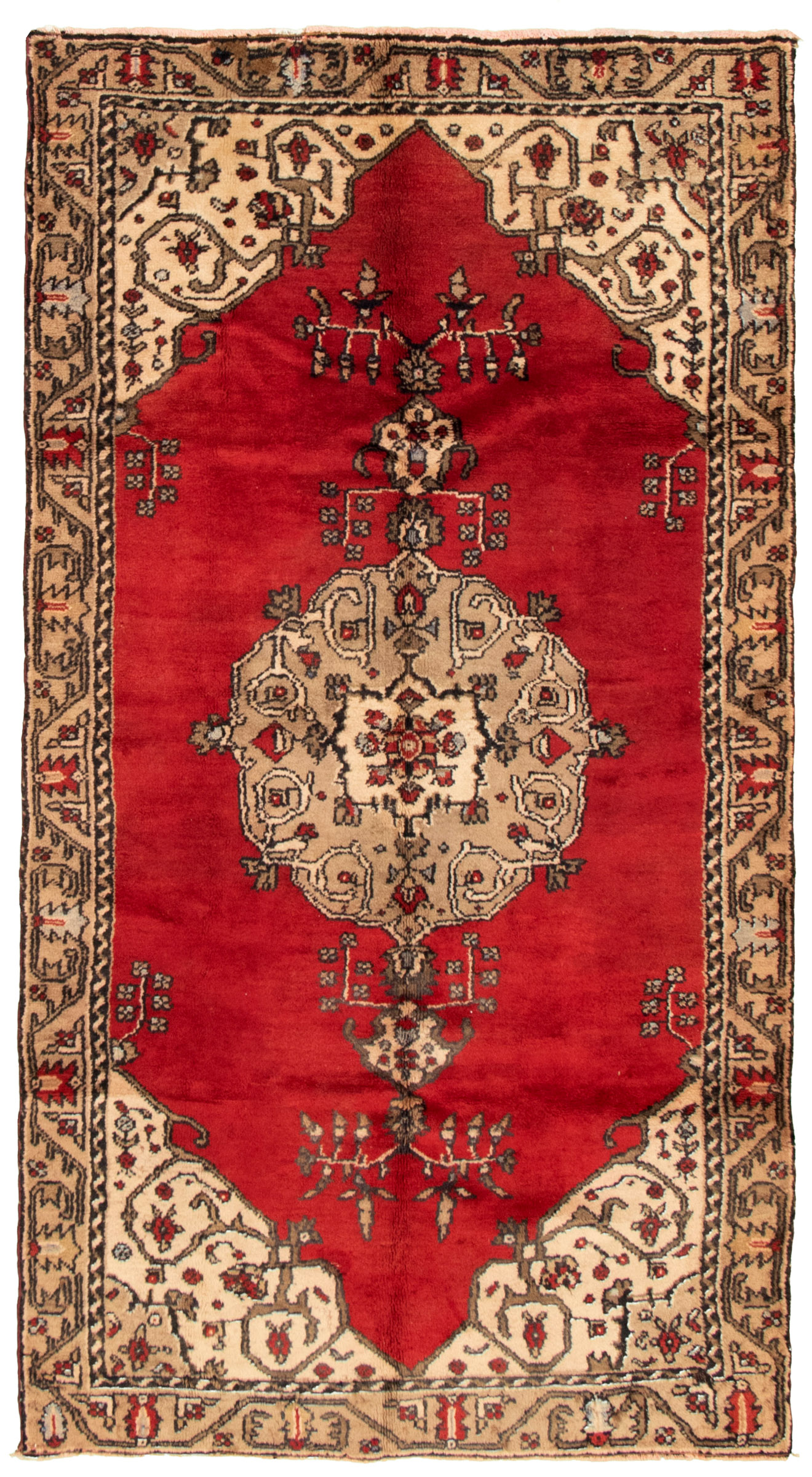Hand-knotted Anatolian Authentic Geometric Wool Rug 4'7" x 8'2"  Size: 4'7" x 8'2"  