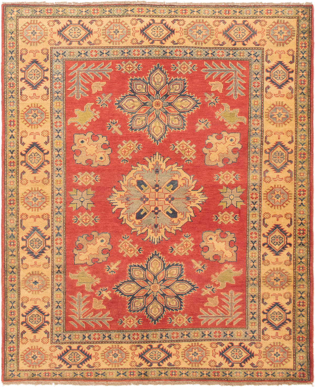Hand-knotted Finest Gazni Copper, Cream Wool Rug 5'2" x 6'2" Size: 5'2" x 6'2"  