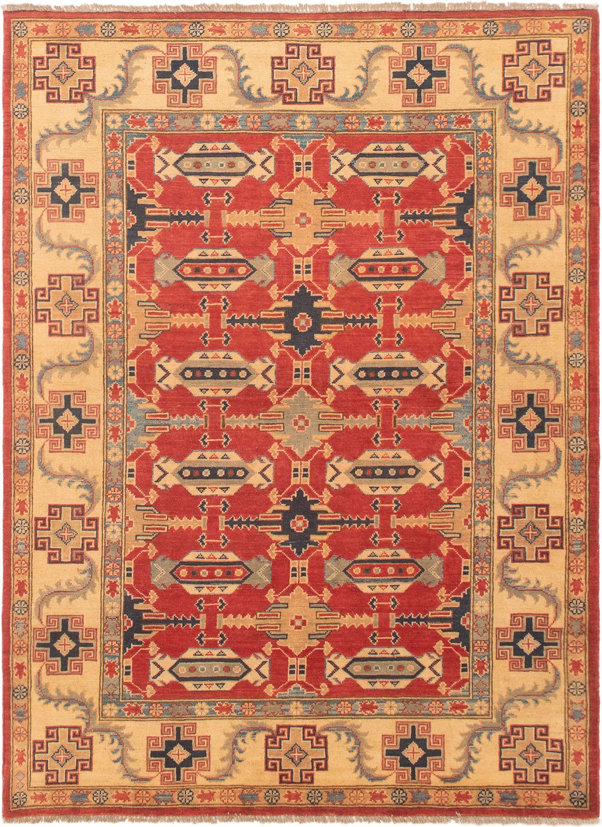 Hand-knotted Finest Gazni Copper, Cream Wool Rug 5'1" x 6'9" Size: 5'1" x 6'9"  