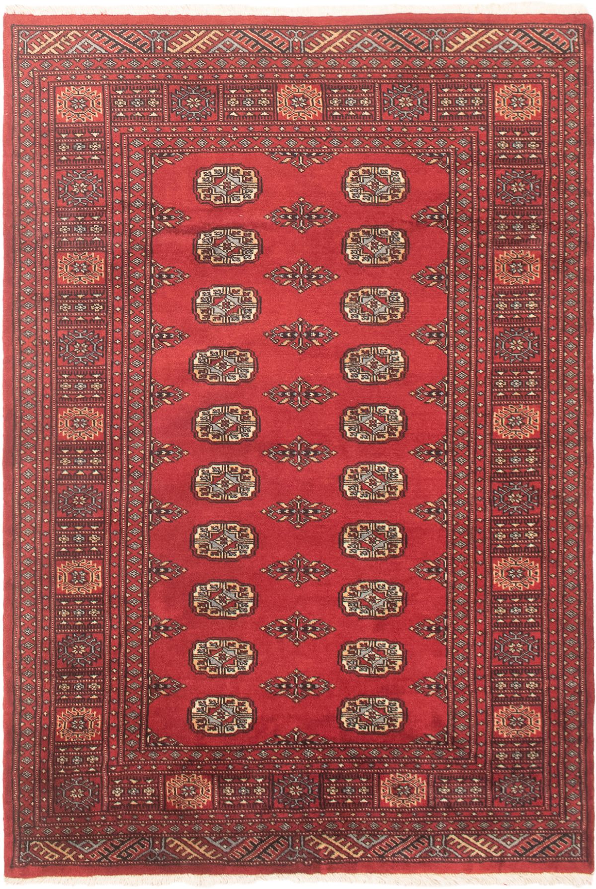 Hand-knotted Finest Peshawar Bokhara Red Wool Rug 4'0" x 6'0"  Size: 4'0" x 6'0"  