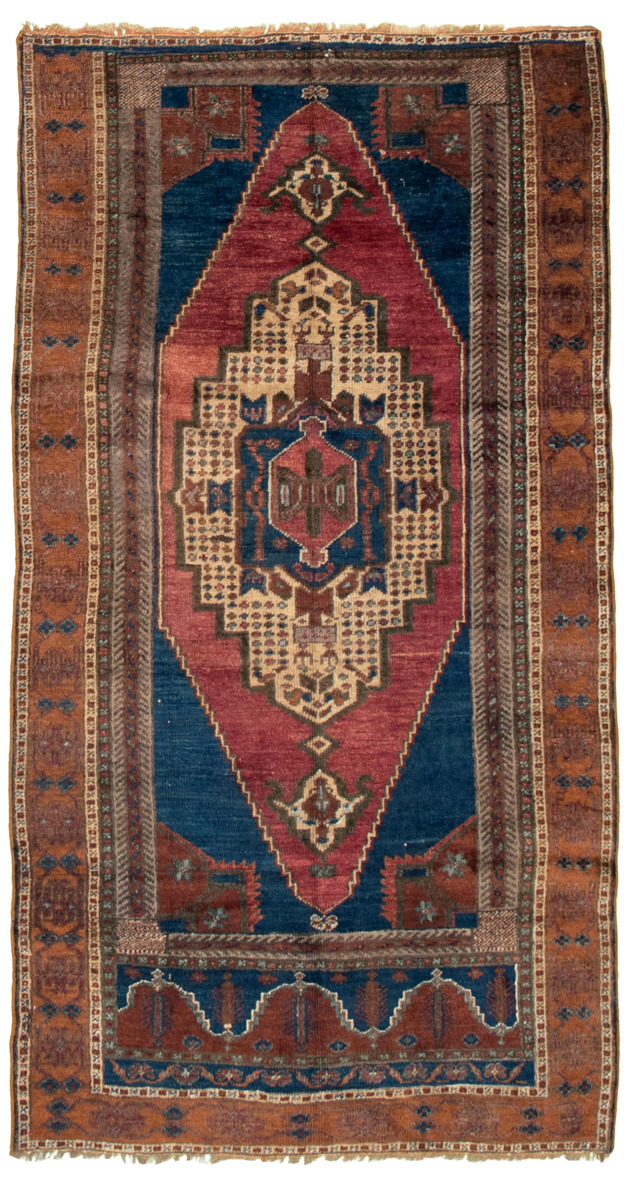 Hand-knotted Anatolian Authentic Geometric Wool Rug 3'9" x 6'11" Size: 3'9" x 6'11"  