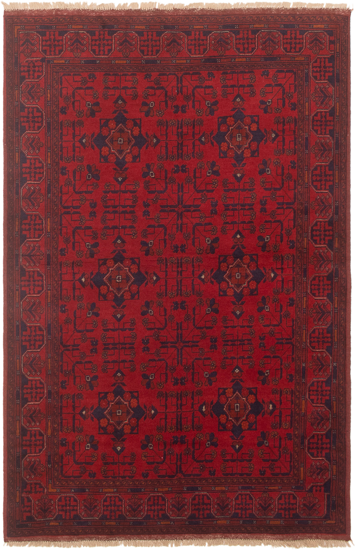 Hand-knotted Finest Khal Mohammadi Red Wool Rug 4'2" x 6'4" (14) Size: 4'2" x 6'4"  