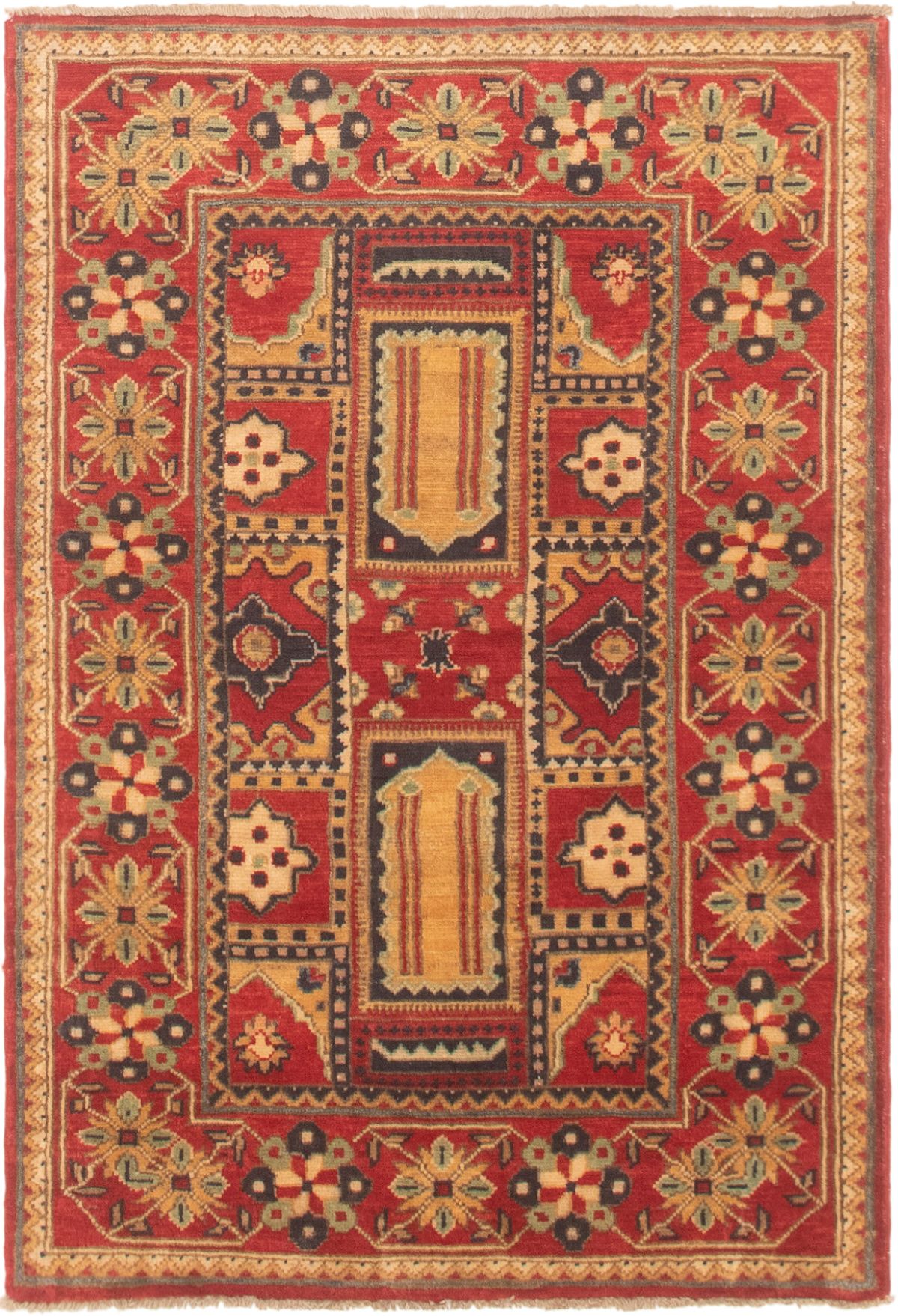 Hand-knotted Finest Gazni Copper, Tan Wool Rug 3'2" x 5'0" Size: 3'2" x 5'0"  