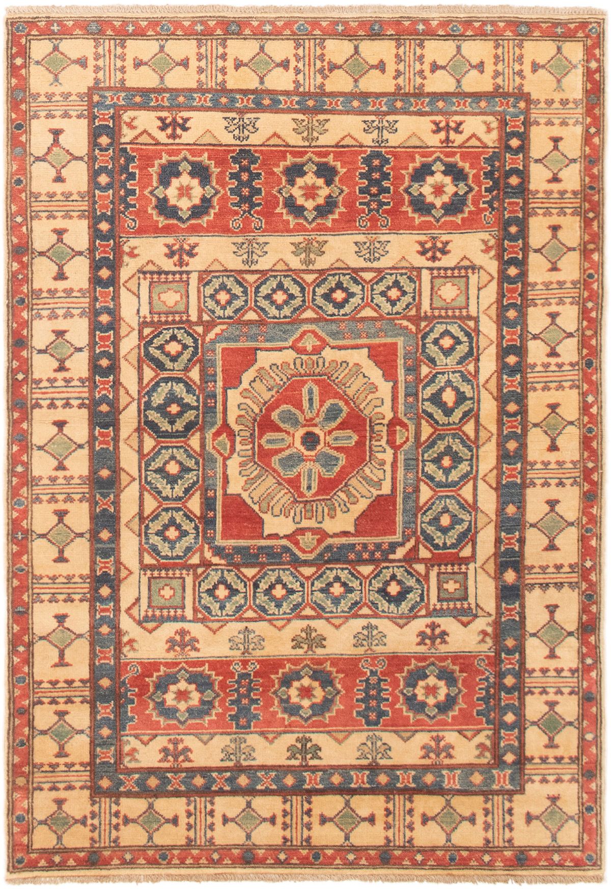 Hand-knotted Finest Gazni Copper, Cream Wool Rug 3'11" x 5'8" Size: 3'11" x 5'8"  