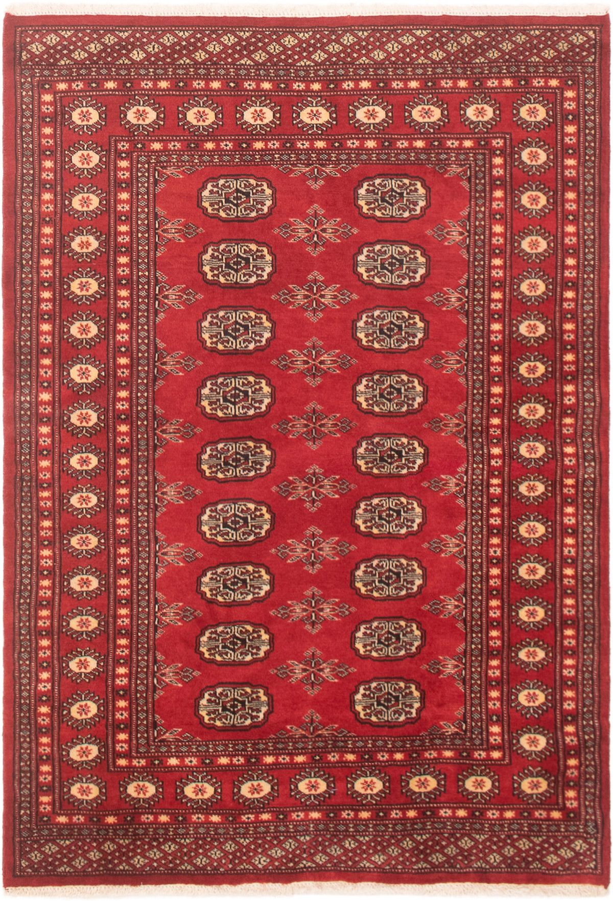 Hand-knotted Finest Peshawar Bokhara Red Wool Rug 4'0" x 5'9"  Size: 4'0" x 5'9"  
