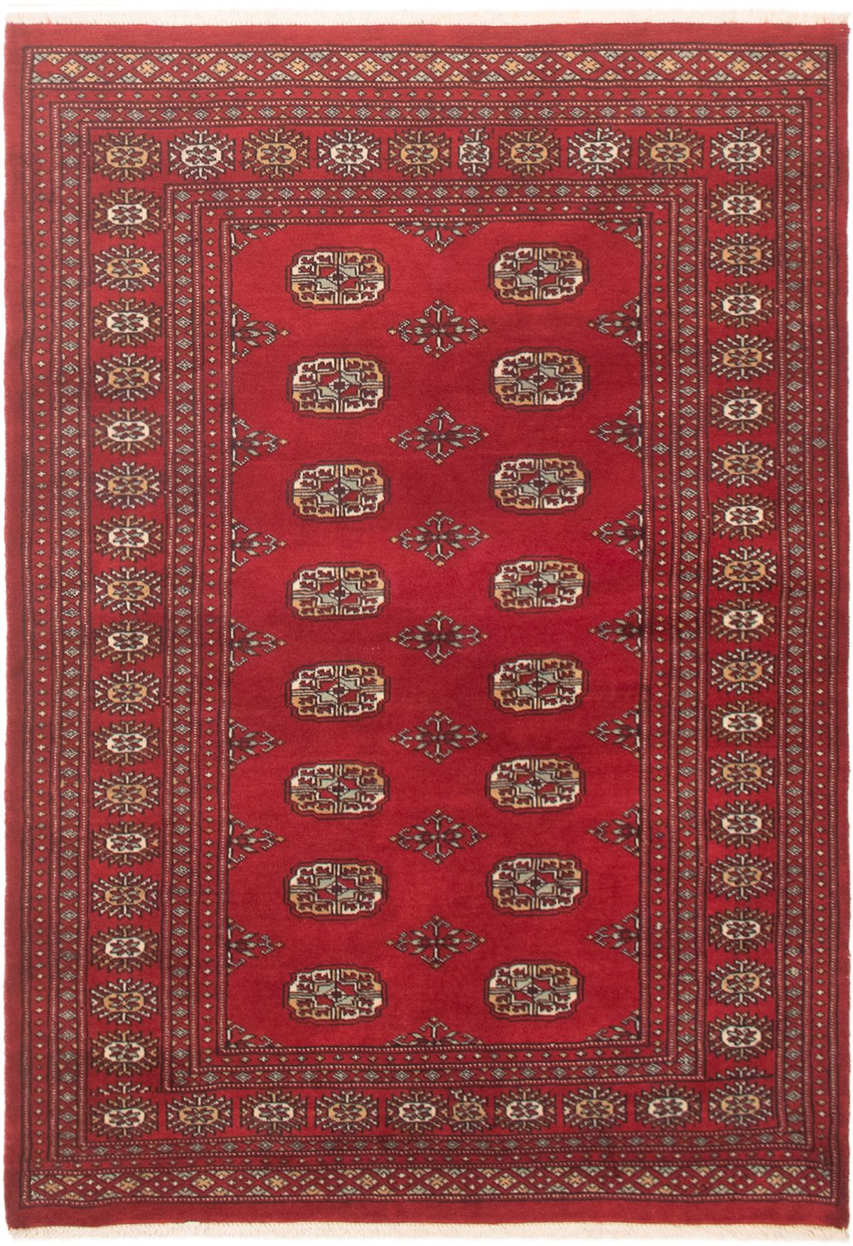 Hand-knotted Finest Peshawar Bokhara Red Wool Rug 4'2" x 5'11"  Size: 4'2" x 5'11"  