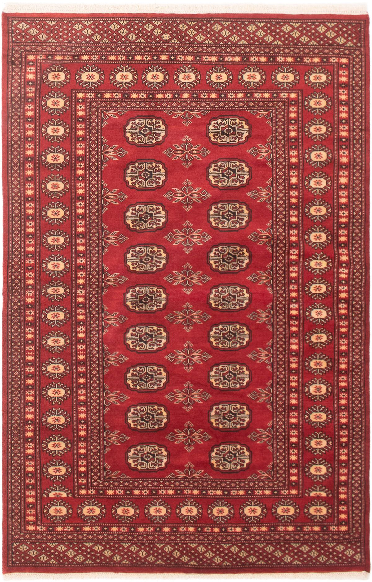 Hand-knotted Finest Peshawar Bokhara Red Wool Rug 4'0" x 6'3" Size: 4'0" x 6'3"  