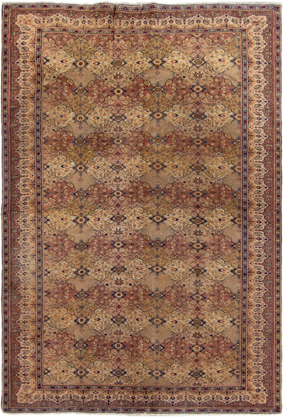 Hand-knotted Anatolian Authentic Geometric Wool Rug 6'7" x 9'6"  Size: 6'7" x 9'6"  