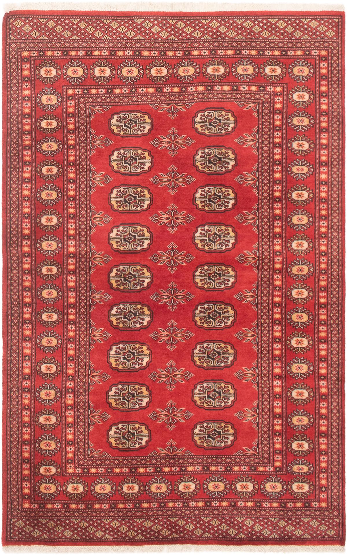 Hand-knotted Finest Peshawar Bokhara Red Wool Rug 3'11" x 6'1" Size: 3'11" x 6'1"  
