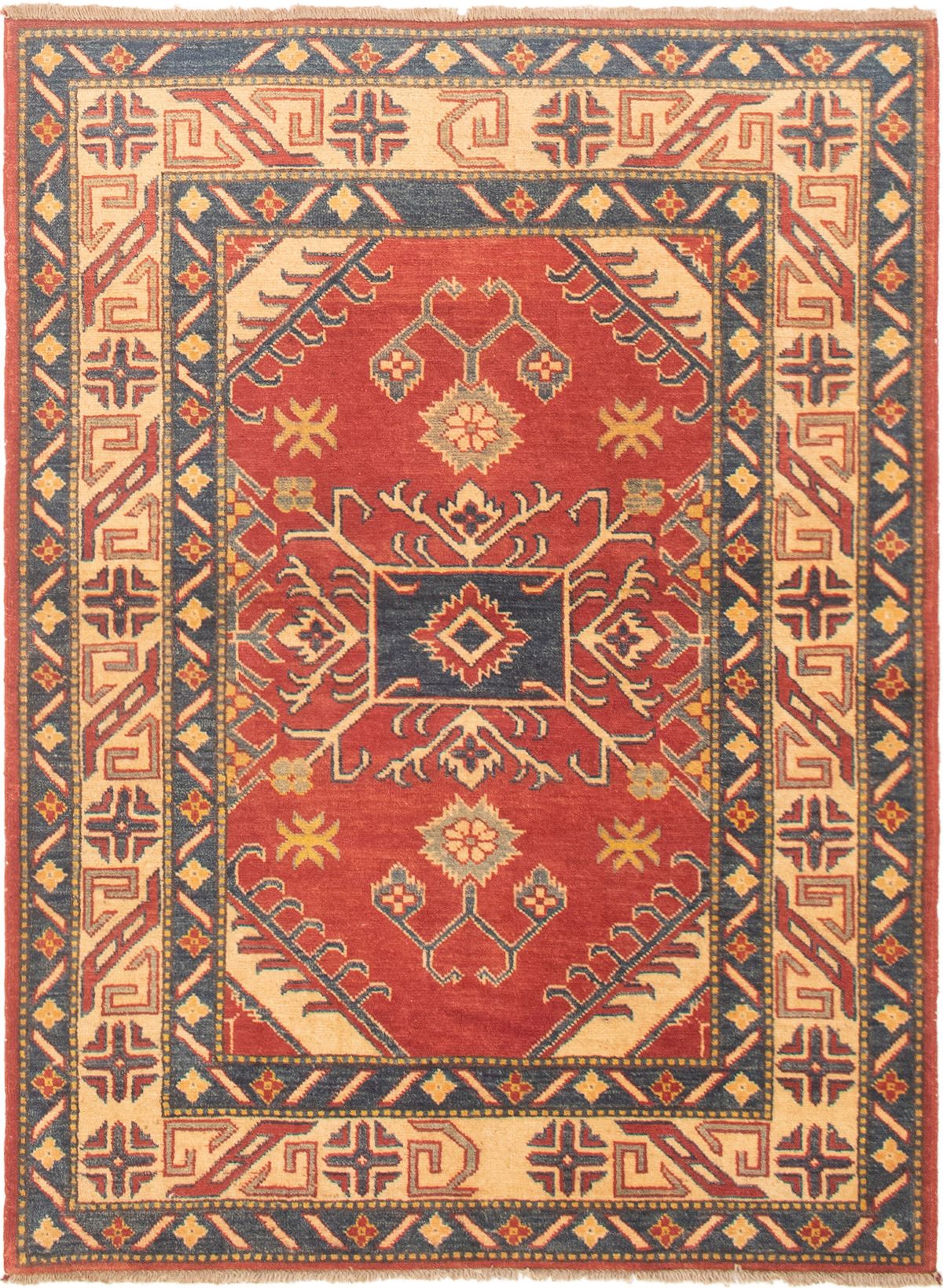 Hand-knotted Finest Gazni Copper, Cream Wool Rug 3'11" x 5'4" Size: 3'11" x 5'4"  