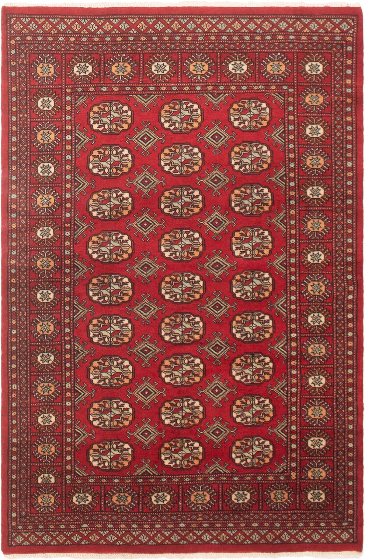Hand-knotted Finest Peshawar Bokhara Red Wool Rug 4'1" x 6'1"  Size: 4'1" x 6'1"  