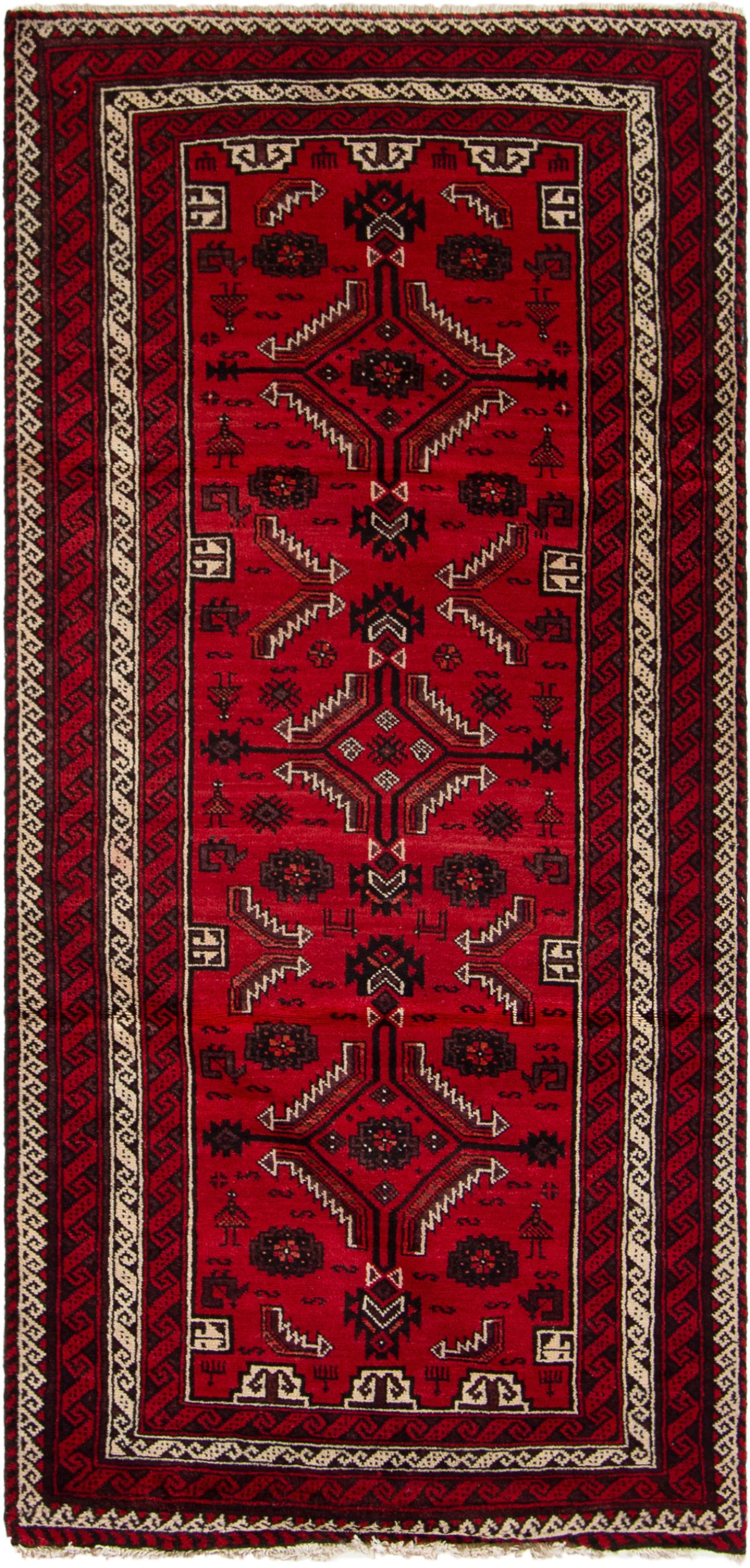Hand-knotted Finest Baluch  Wool Rug 3'3" x 7'1" Size: 3'3" x 7'1"  