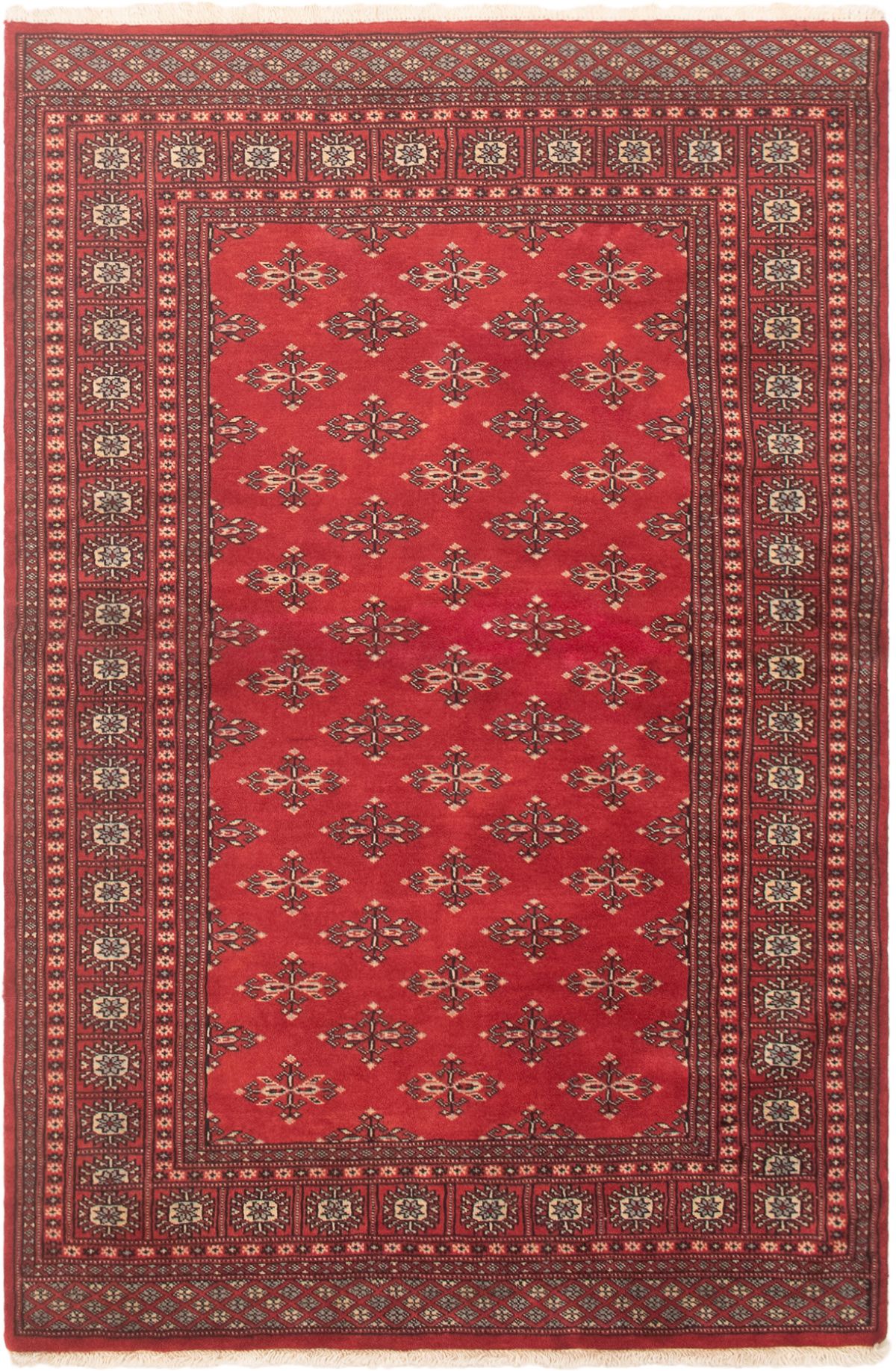 Hand-knotted Finest Peshawar Bokhara Red Wool Rug 4'0" x 6'2"  Size: 4'0" x 6'2"  