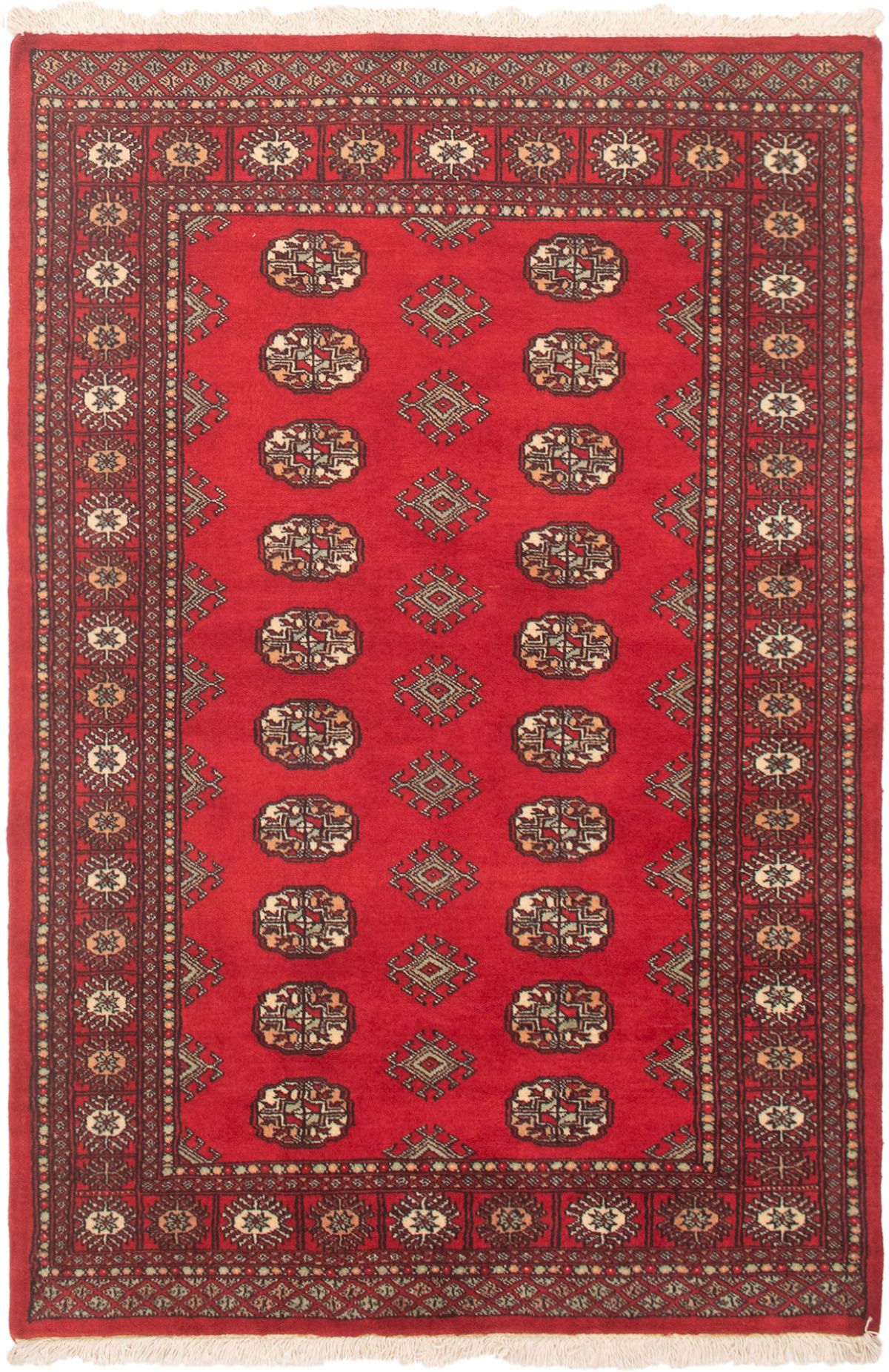 Hand-knotted Finest Peshawar Bokhara Red Wool Rug 4'2" x 6'3"  Size: 4'2" x 6'3"  