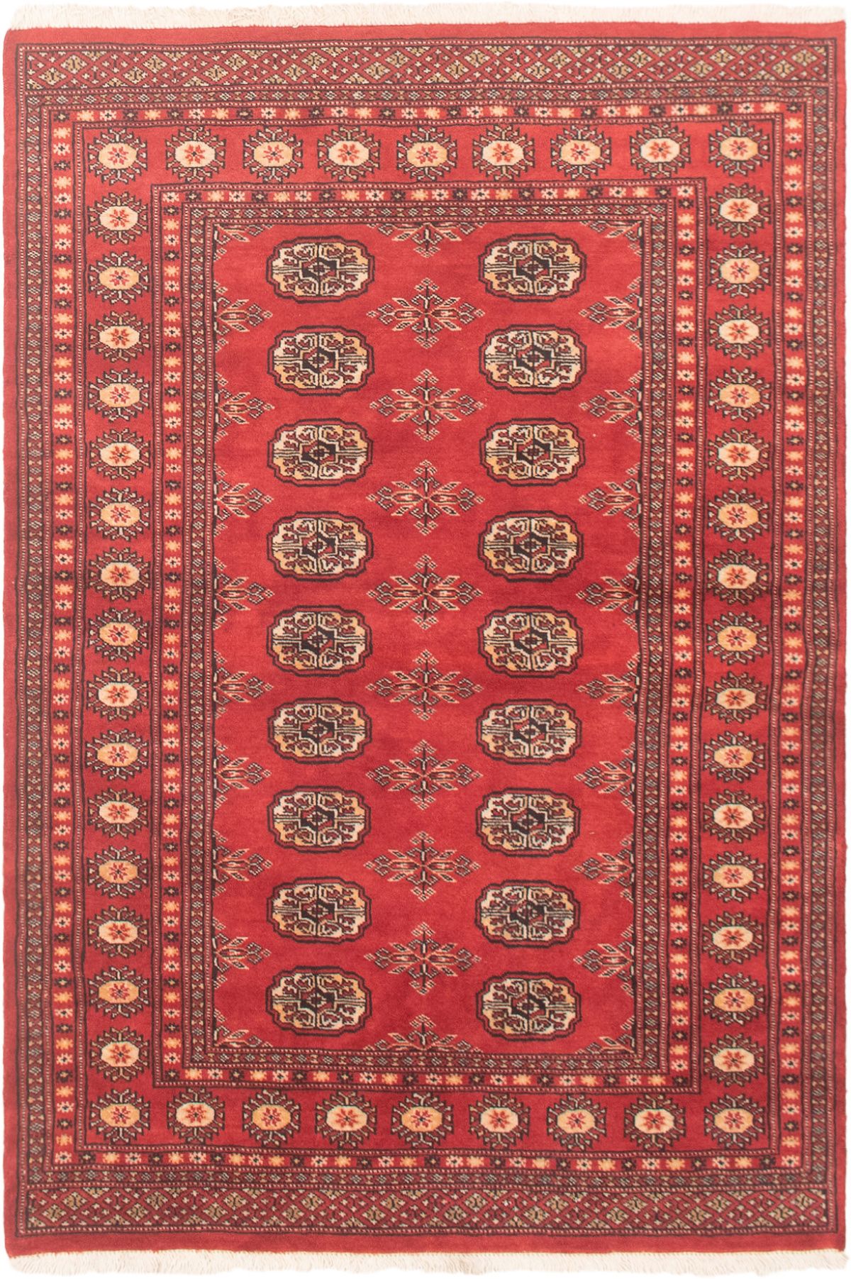 Hand-knotted Finest Peshawar Bokhara Red Wool Rug 3'11" x 5'11" Size: 3'11" x 5'11"  