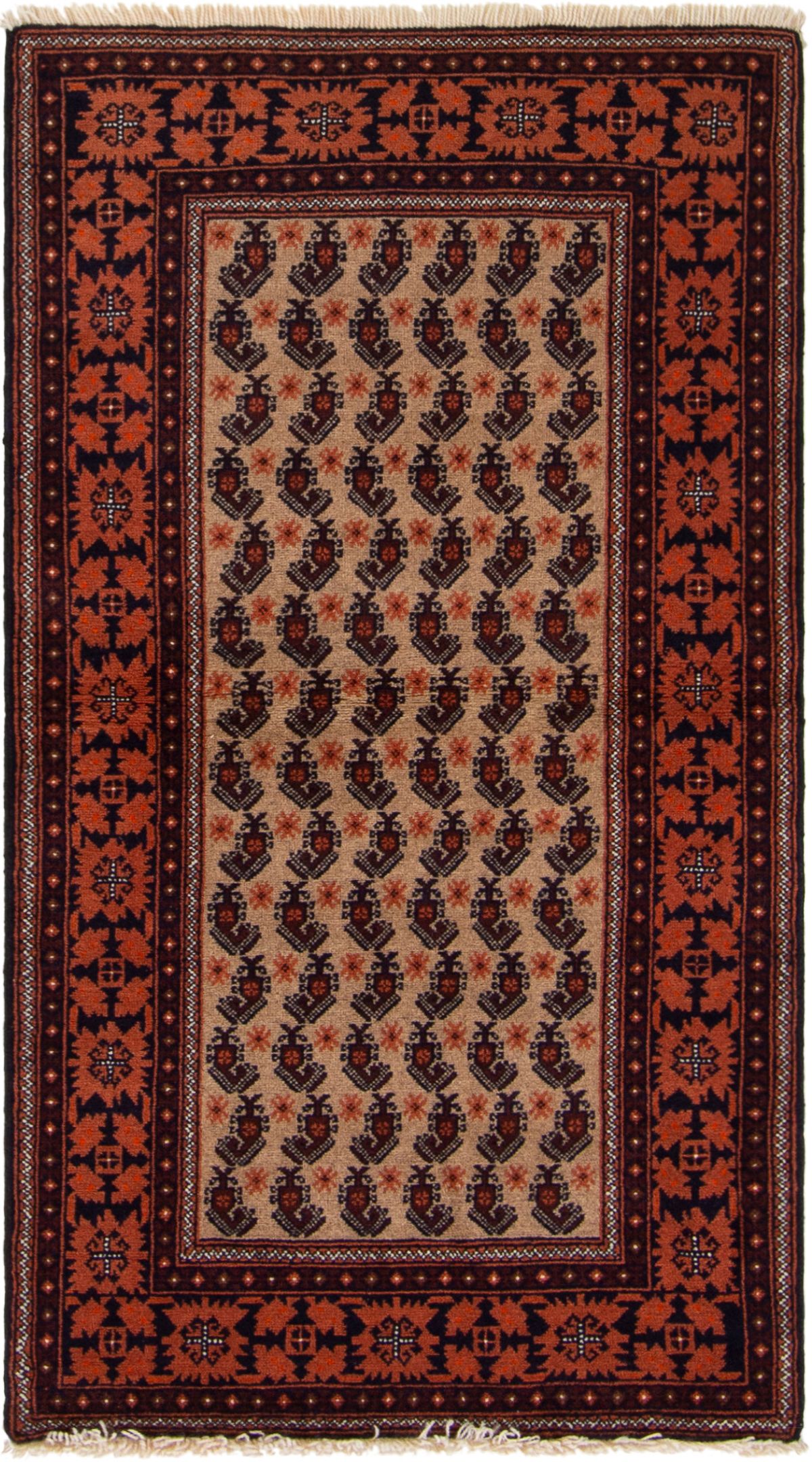 Hand-knotted Finest Baluch  Wool Rug 2'8" x 5'1"  Size: 2'7" x 5'1"  