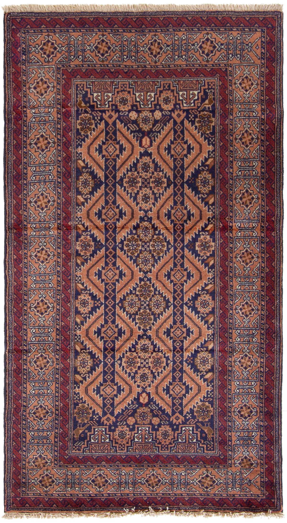 Hand-knotted Finest Baluch  Wool Rug 3'2" x 6'0" Size: 3'2" x 6'0"  