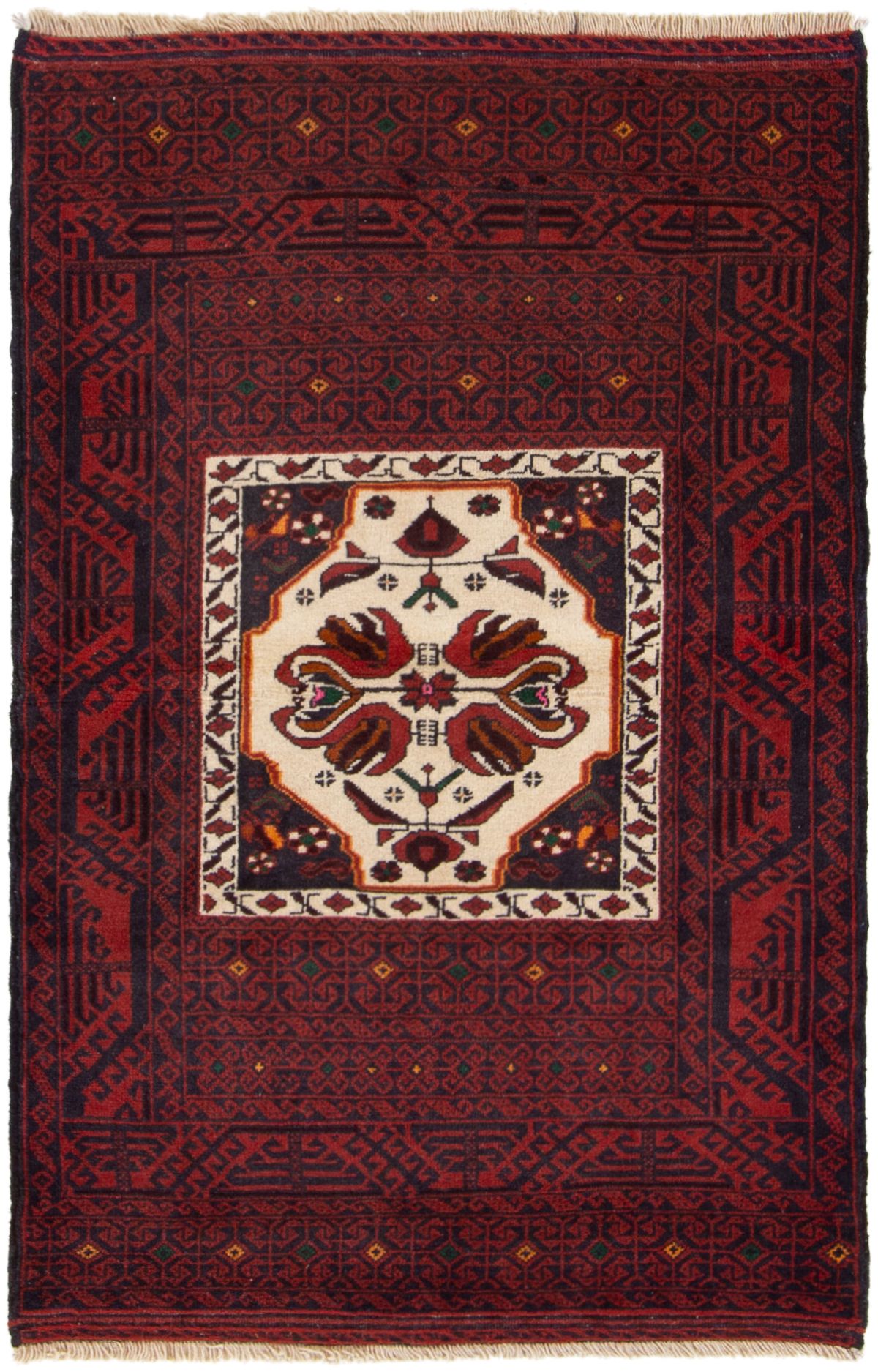 Hand-knotted Finest Baluch  Wool Rug 3'0" x 4'4" Size: 3'0" x 4'4"  