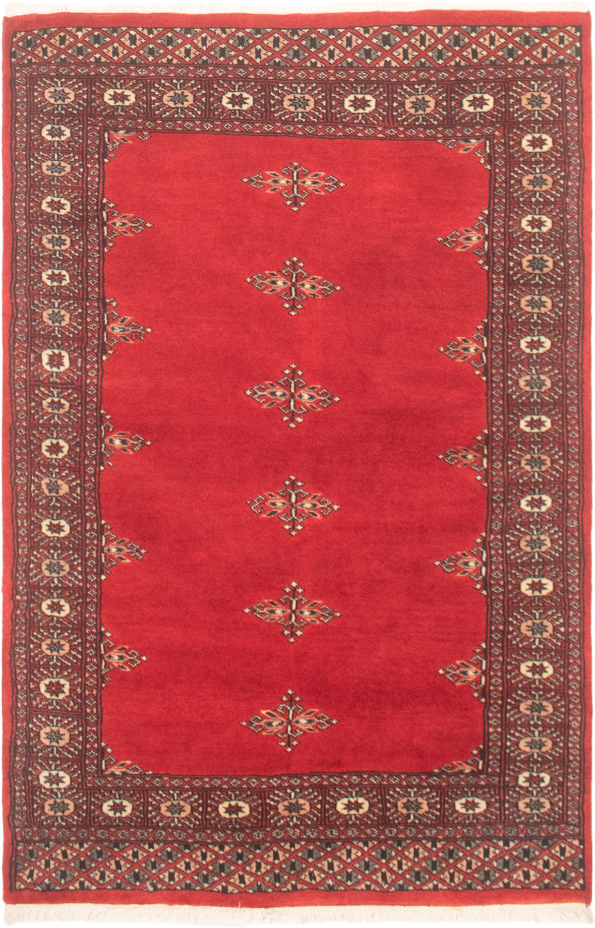 Hand-knotted Finest Peshawar Bokhara Red Wool Rug 3'1" x 4'8" Size: 3'1" x 4'8"  