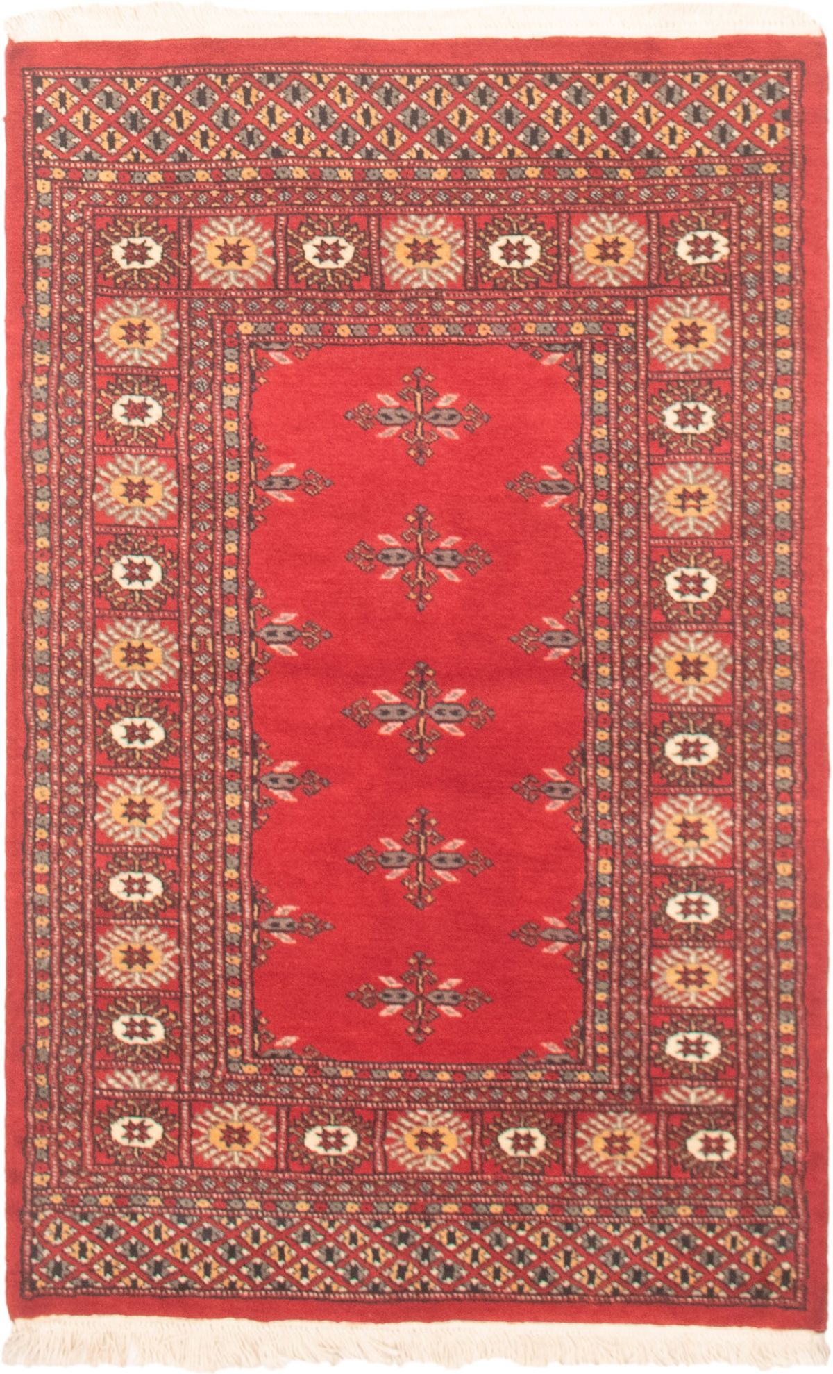 Hand-knotted Finest Peshawar Bokhara Red Wool Rug 3'2" x 5'1"  Size: 3'2" x 5'1"  