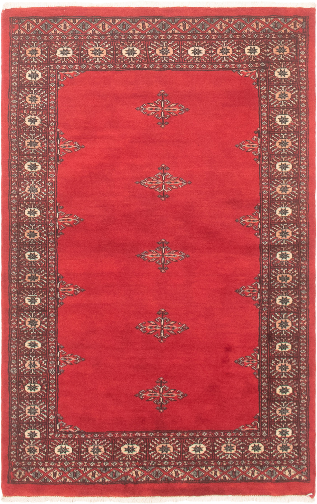 Hand-knotted Finest Peshawar Bokhara Red Wool Rug 3'1" x 4'11"  Size: 3'1" x 4'11"  