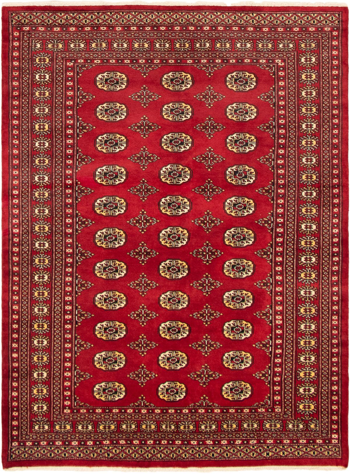 Hand-knotted Finest Peshawar Bokhara Dark Red Wool Rug 5'5" x 7'6" Size: 5'5" x 7'6"  