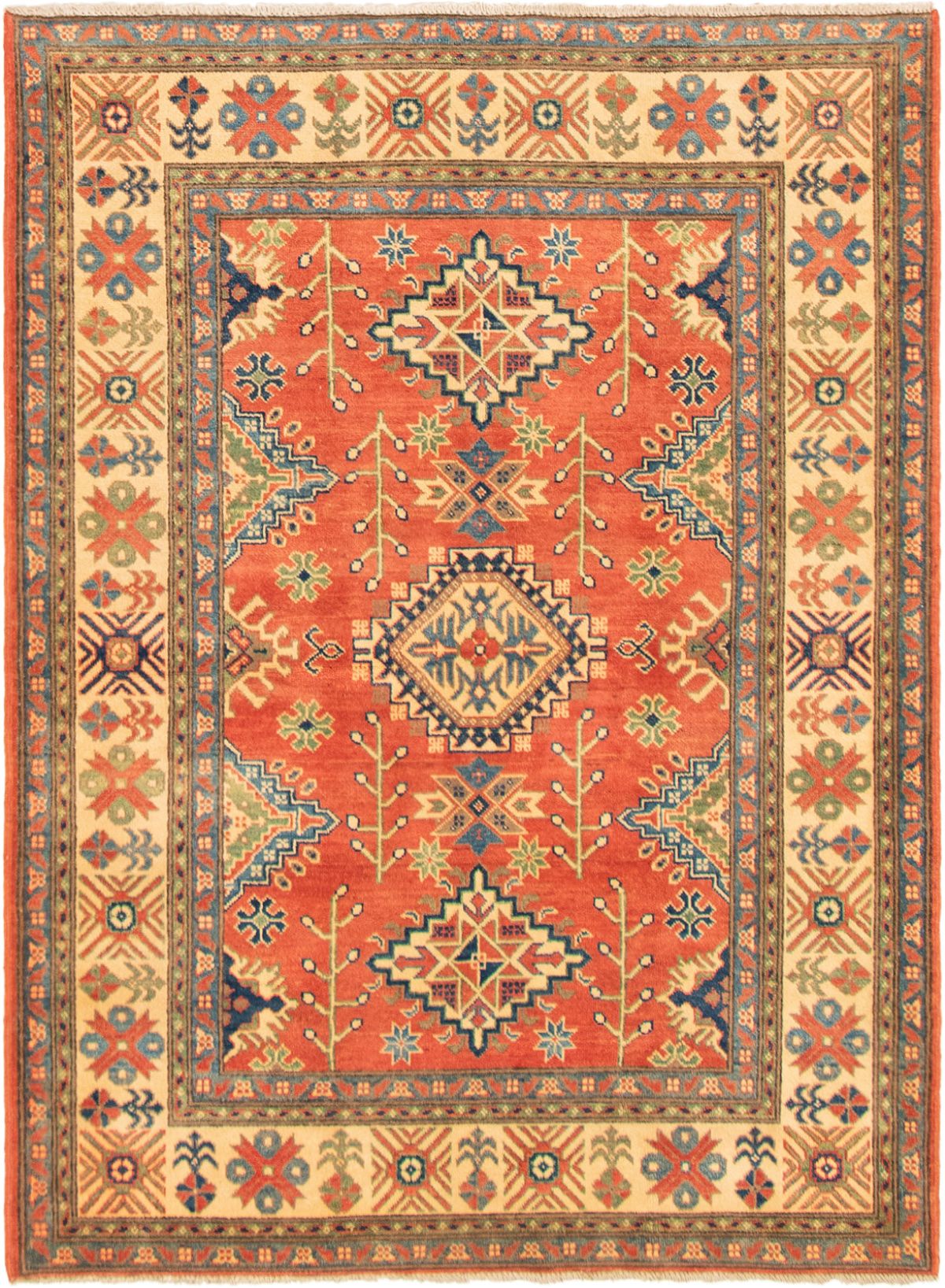 Hand-knotted Finest Gazni Red Wool Rug 5'1" x 6'11"  Size: 5'1" x 6'11"  