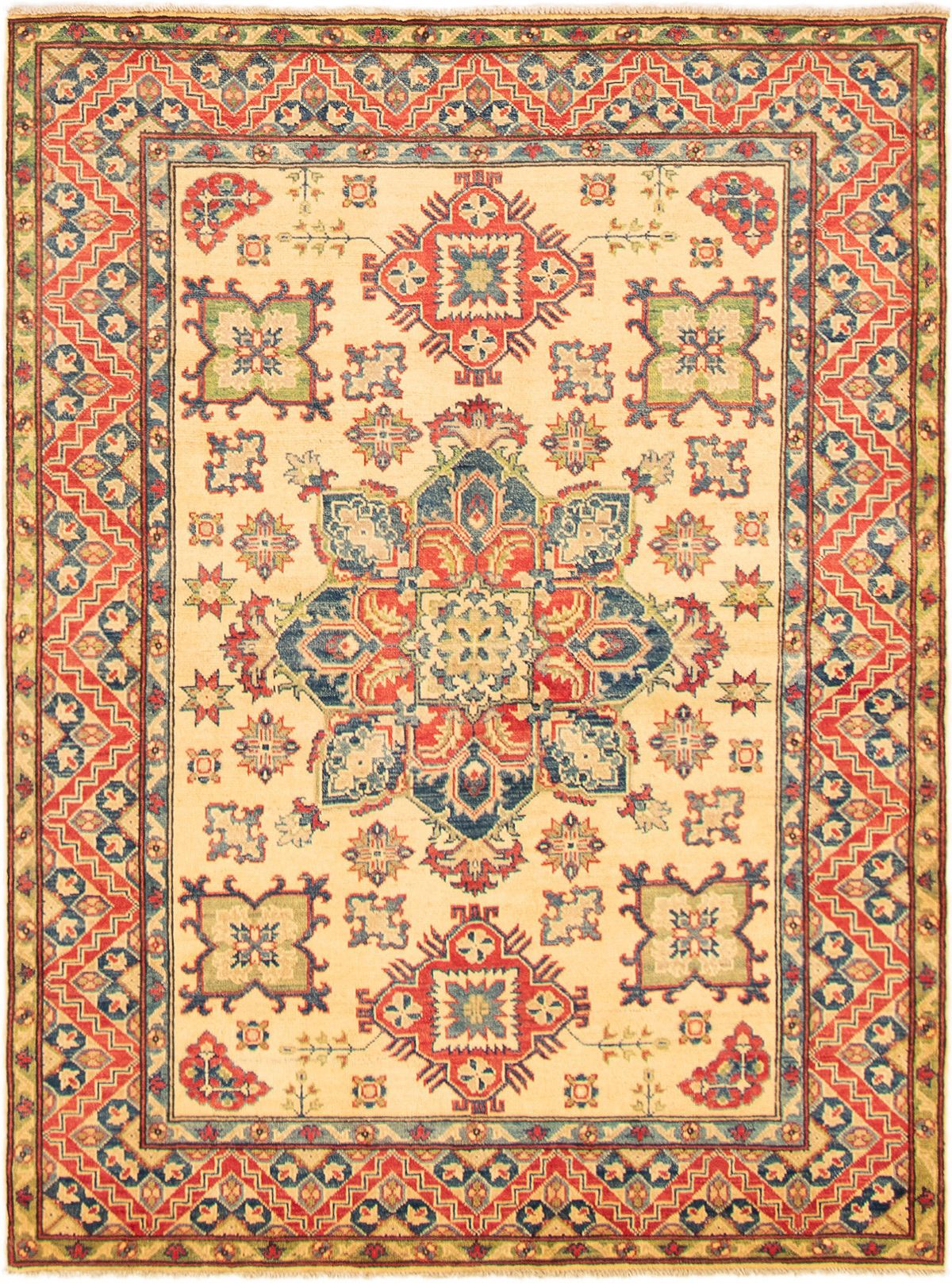 Hand-knotted Finest Gazni Ivory Wool Rug 5'1" x 6'9" Size: 5'1" x 6'9"  