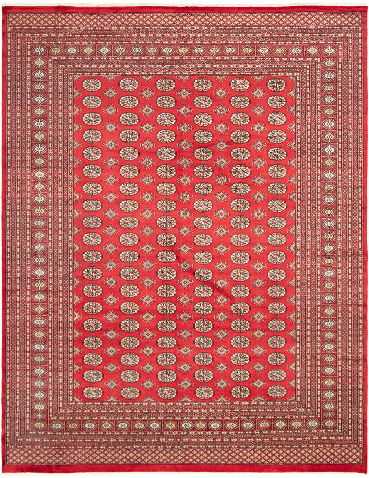 Hand-knotted Finest Peshawar Bokhara Red Wool Rug 9'2" x 11'10" Size: 9'2" x 11'10"  