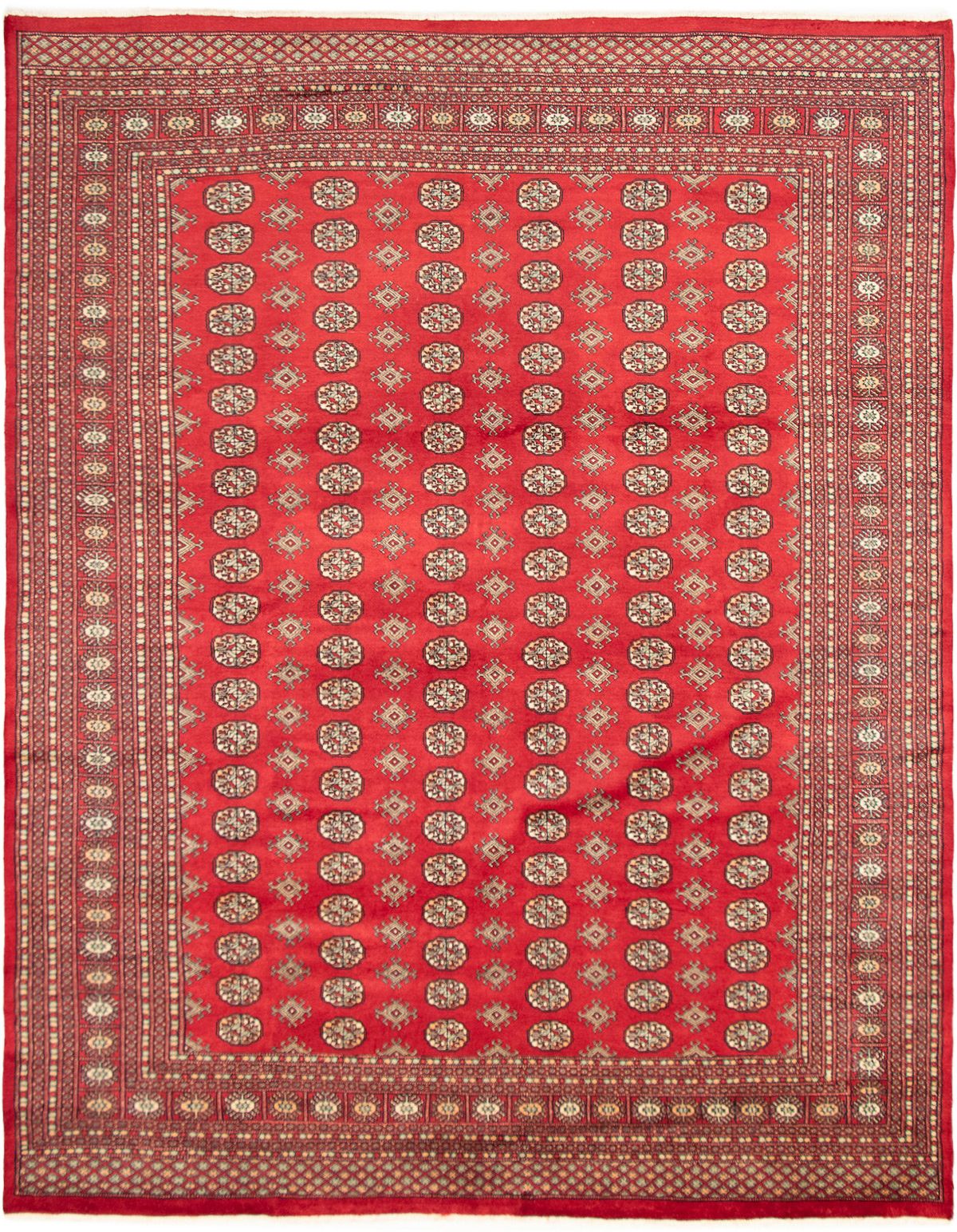 Hand-knotted Finest Peshawar Bokhara Red Wool Rug 9'2" x 11'9" Size: 9'2" x 11'9"  