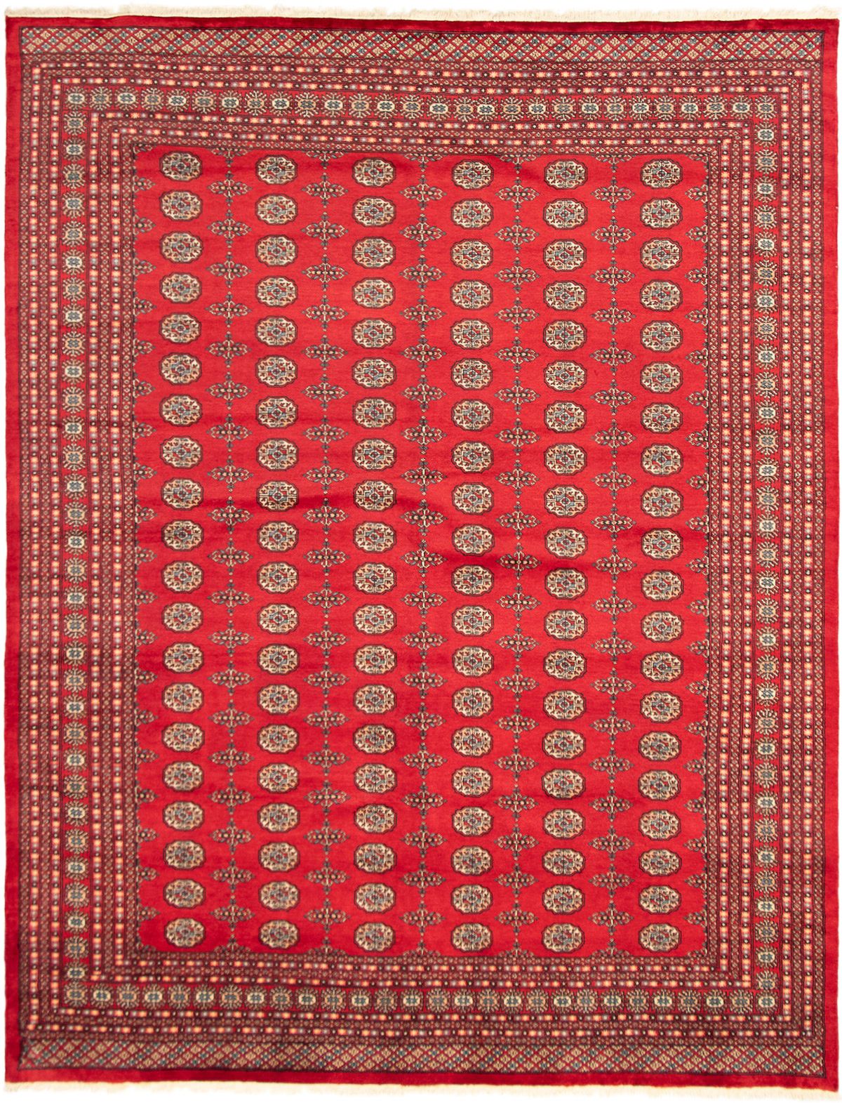 Hand-knotted Finest Peshawar Bokhara Red Wool Rug 9'2" x 11'10"  Size: 9'2" x 11'10"  